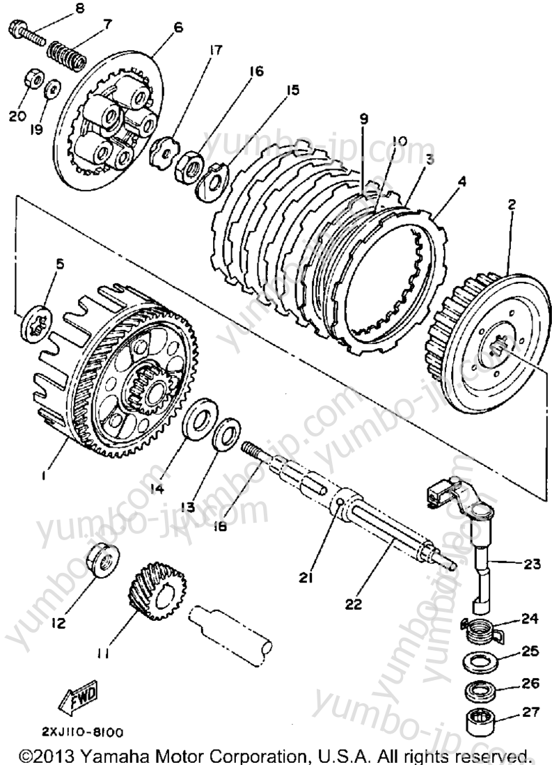 Устройство сцепления для квадроциклов YAMAHA BLASTER (YFS200B) 1991 г.