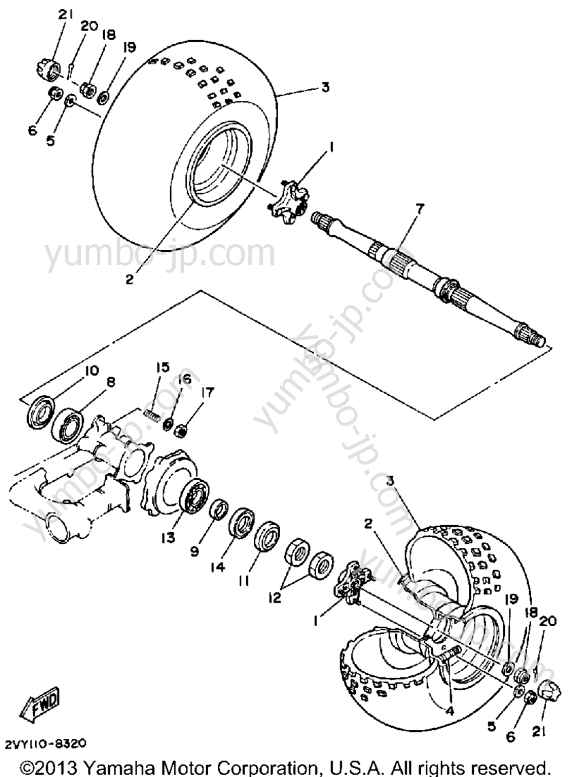 REAR WHEEL for ATVs YAMAHA MOTO-4 (YFM200DXU) 1988 year