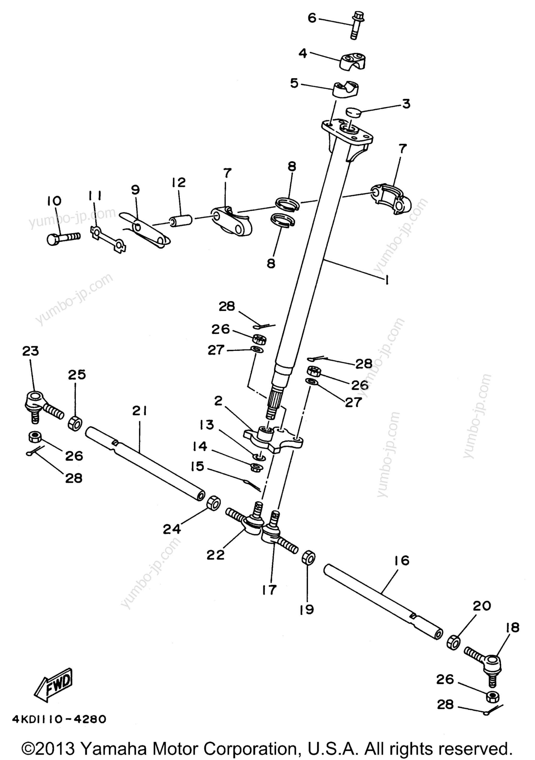 Steering для квадроциклов YAMAHA TIMBERWOLF 4WD (YFB250FWF_) 1994 г.
