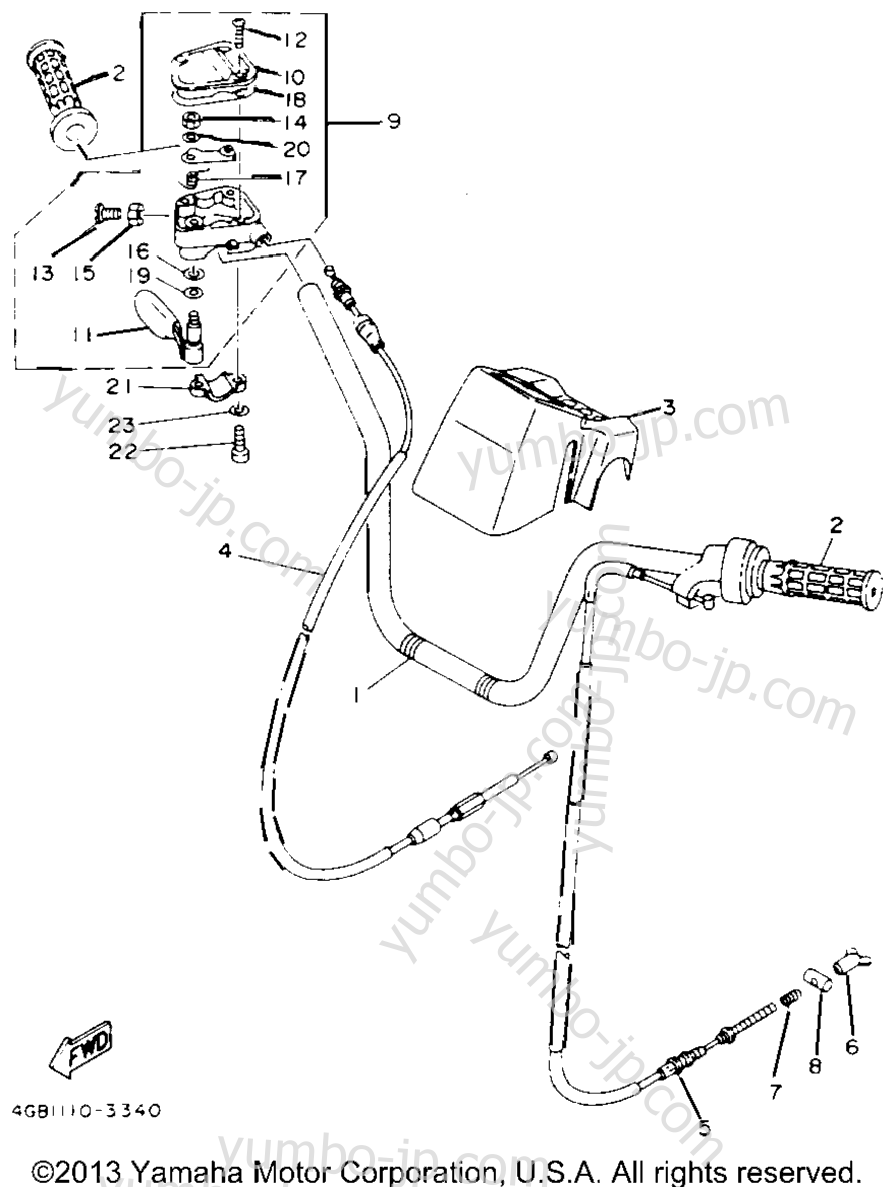 Handlebar Cable для квадроциклов YAMAHA KODIAK 4WD (YFM400FWE_) 1993 г.