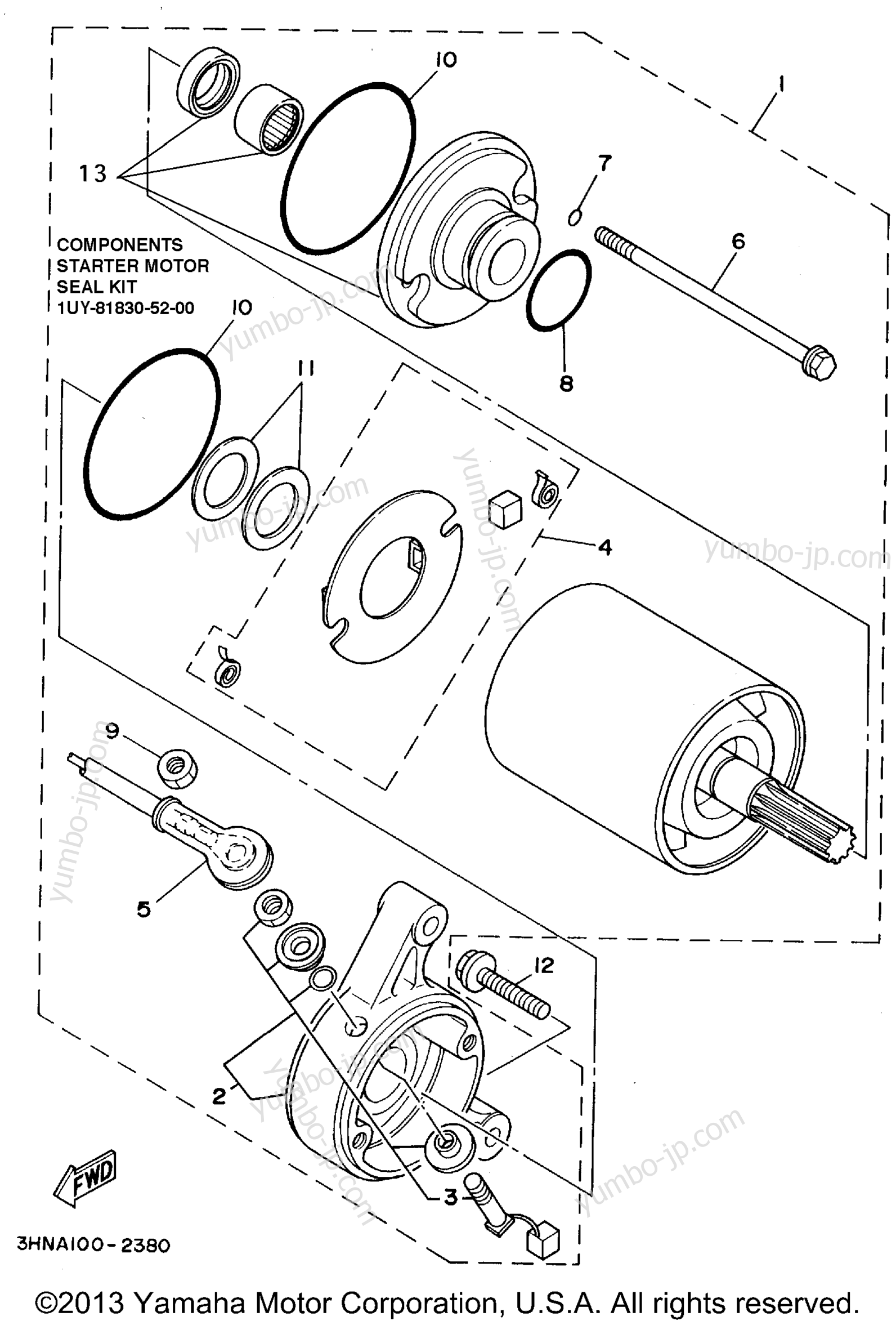 STARTING MOTOR для квадроциклов YAMAHA KODIAK 4WD (YFM400FWF) 1994 г.