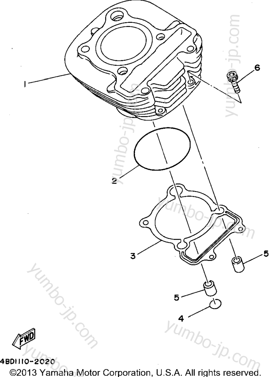 Блок цилиндров для квадроциклов YAMAHA TIMBERWOLF 2WD (YFB250F) 1994 г.