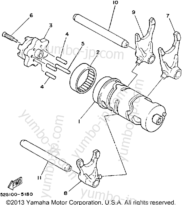 Shift Cam - Fork for ATVs YAMAHA MOTO-4 (YFM200N) 1985 year