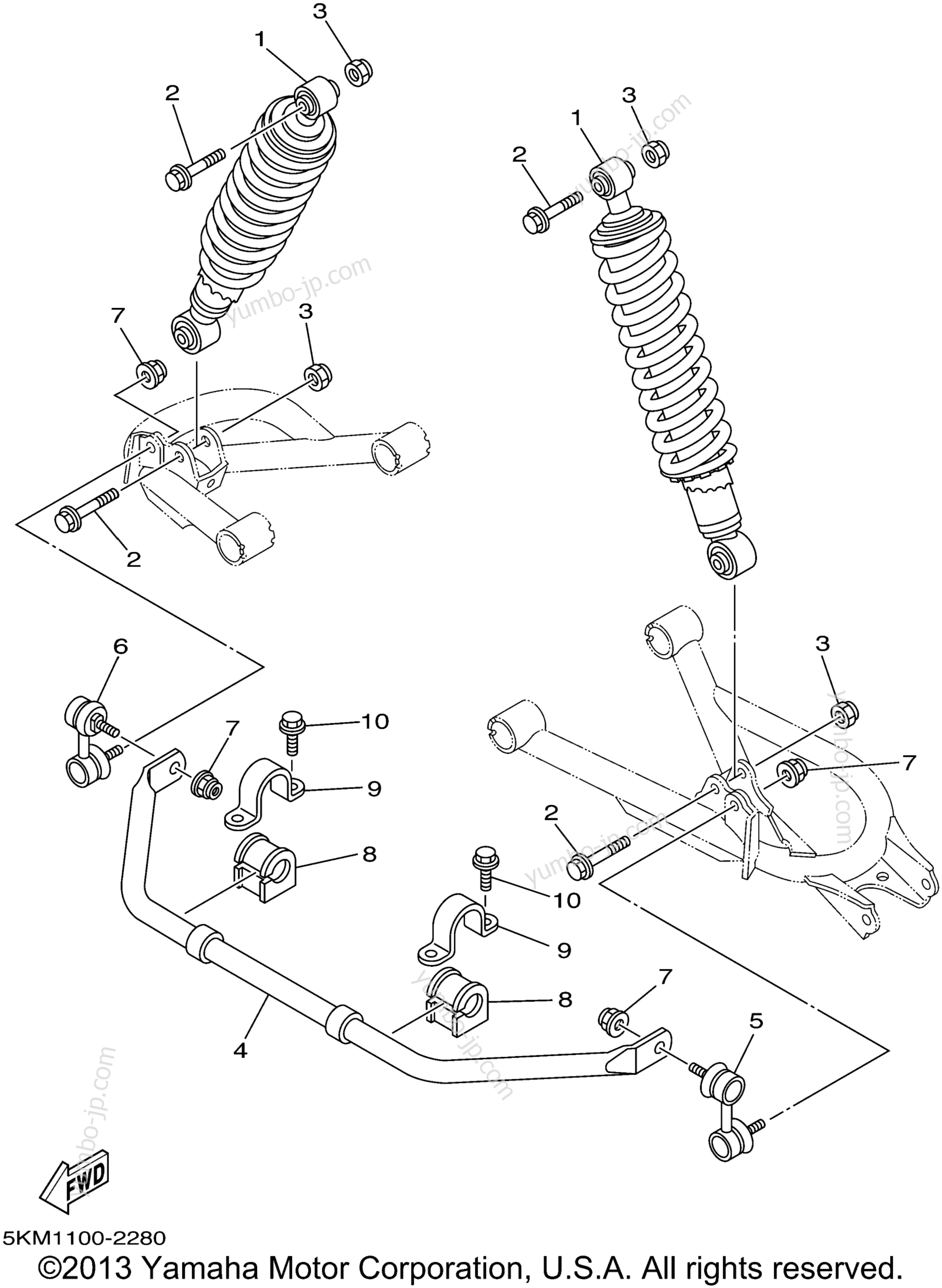 Rear Suspension для квадроциклов YAMAHA GRIZZLY 660 (YFM660FP) 2002 г.