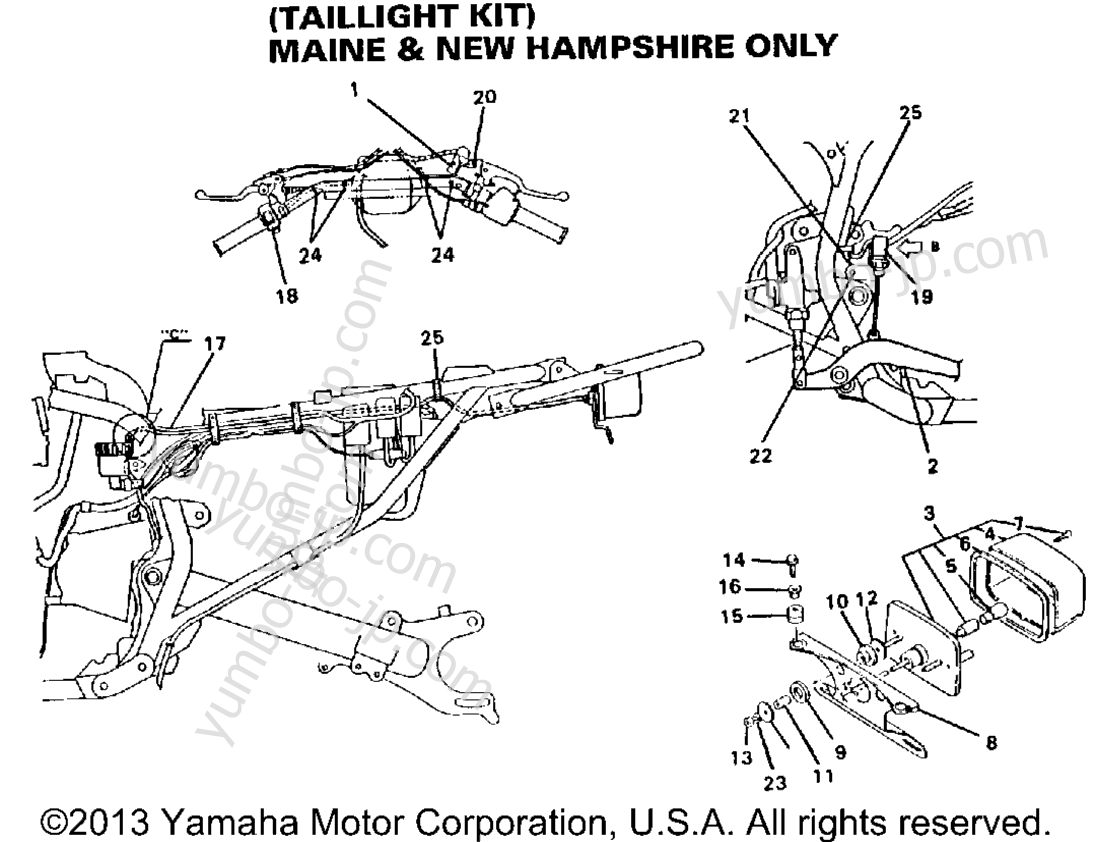 Taillight Kit Maine & New Hampshire for ATVs YAMAHA WARRIOR (YFM350XD_M) 1992 year