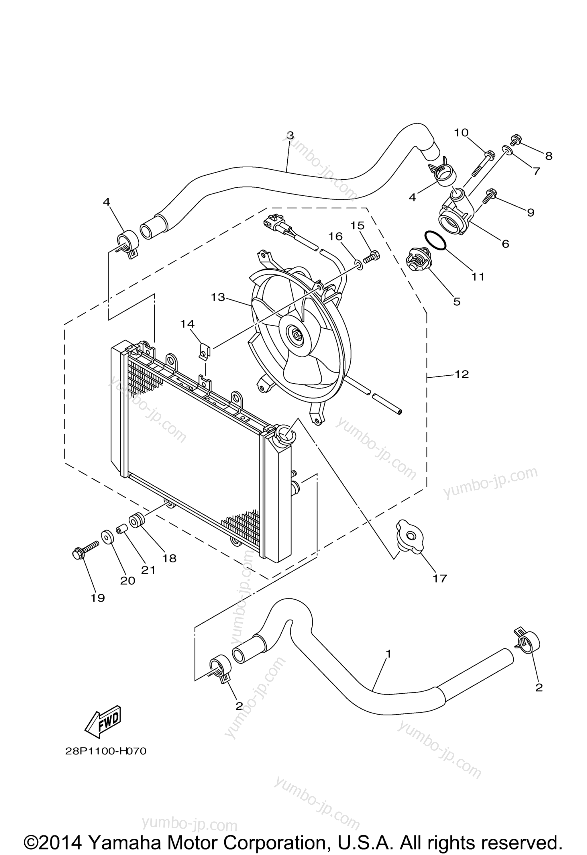 RADIATOR HOSE для квадроциклов YAMAHA GRIZZLY 700 FI EPS 4WD SPECIAL EDITION (YFM7FGPSEZ) 2010 г.