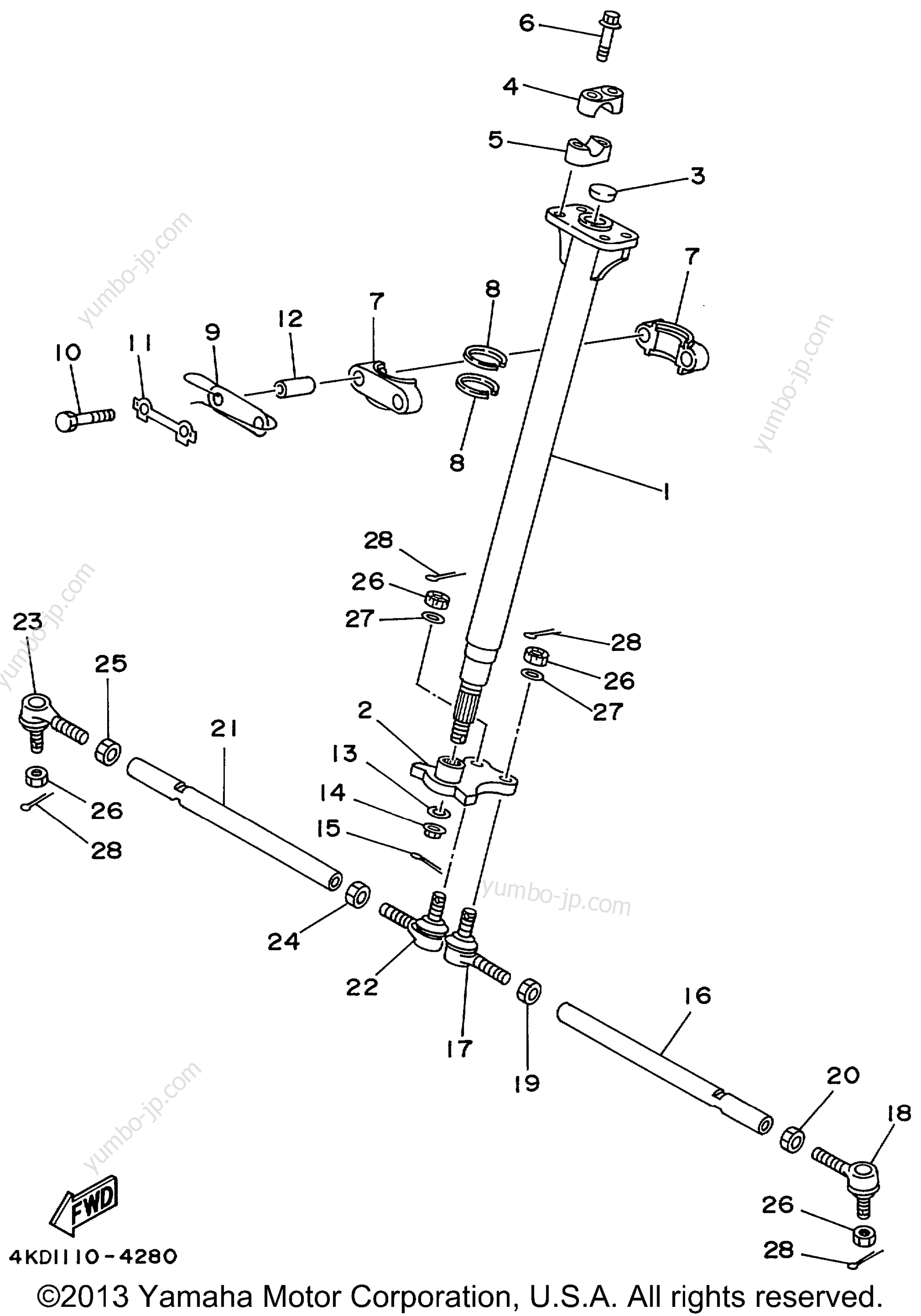 Steering для квадроциклов YAMAHA TIMBERWOLF 2WD (YFB250FWL) 1999 г.