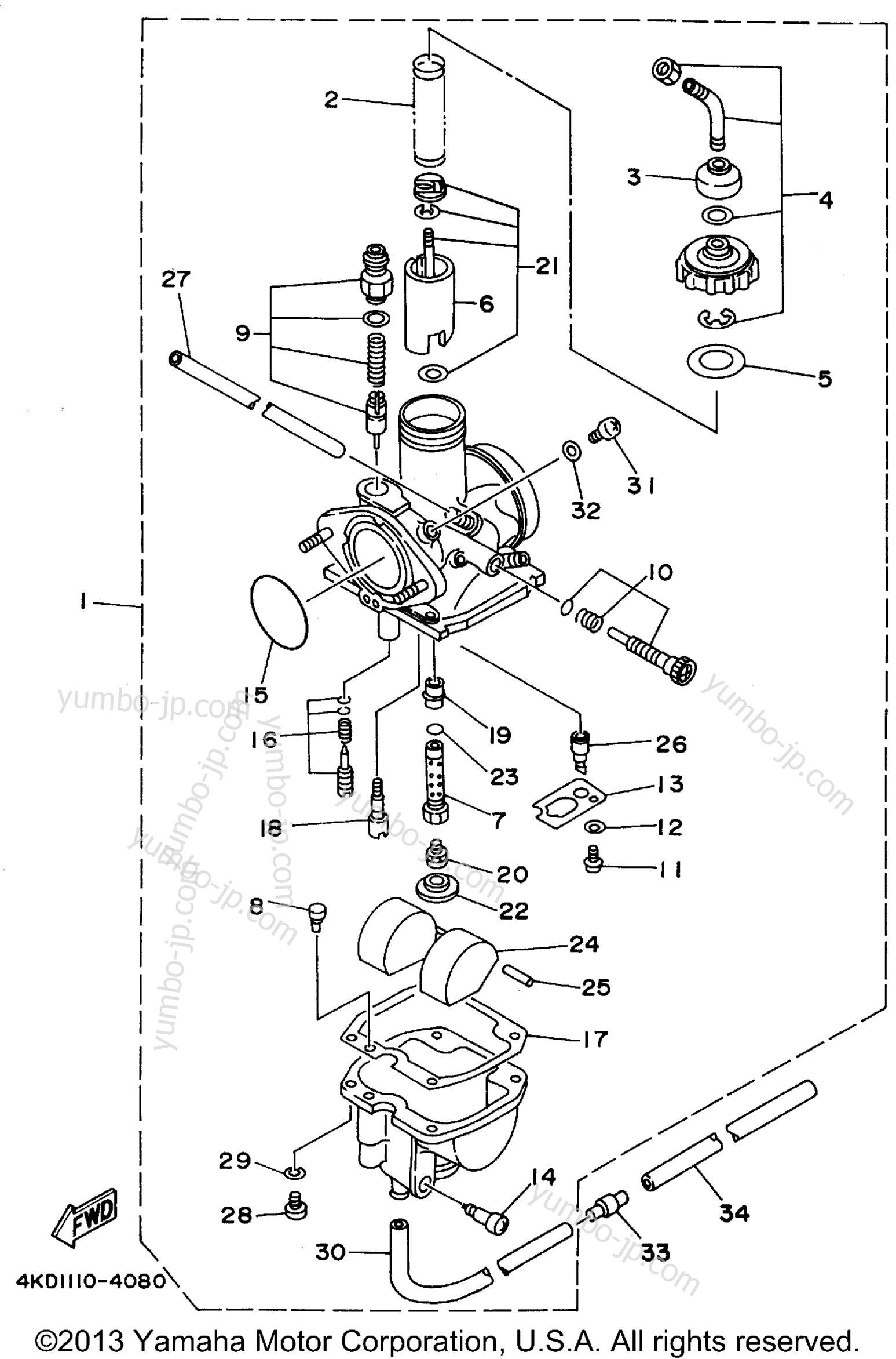 Карбюратор для квадроциклов YAMAHA TIMBERWOLF 4WD (YFB250FWF) 1994 г.