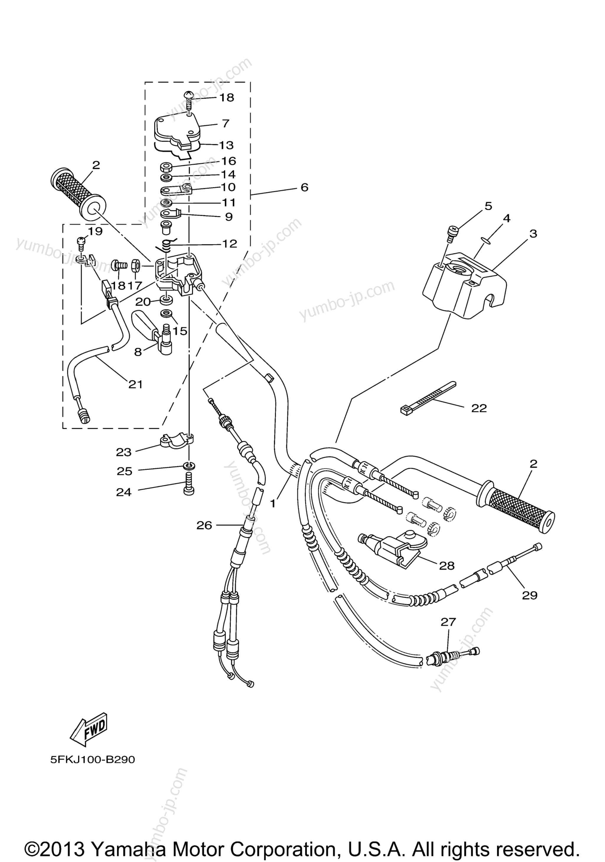 Steering Handle Cable для квадроциклов YAMAHA BANSHEE LE (YFZ350LER) 2003 г.