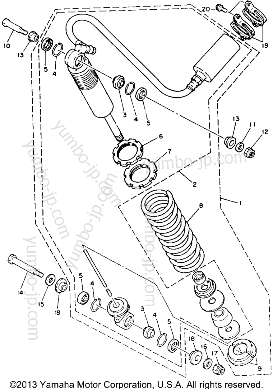 Rear Shocks для квадроциклов YAMAHA WARRIOR (YFM350XB_M) 1991 г.