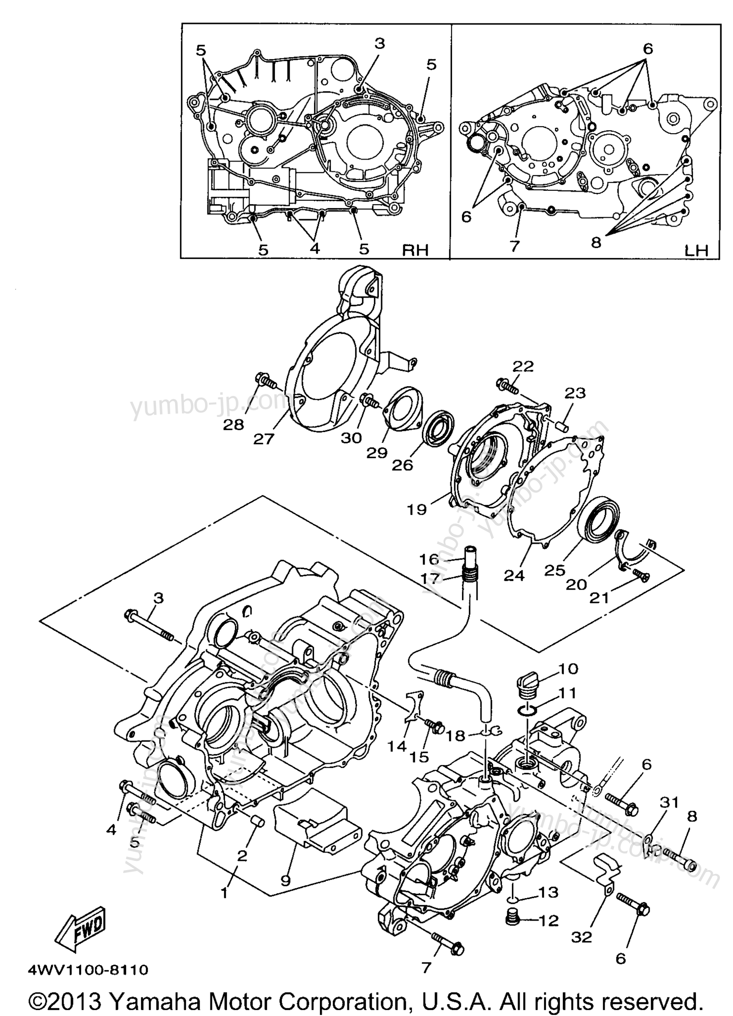 CRANKCASE for ATVs YAMAHA GRIZZLY (YFM600FWAK) 1998 year