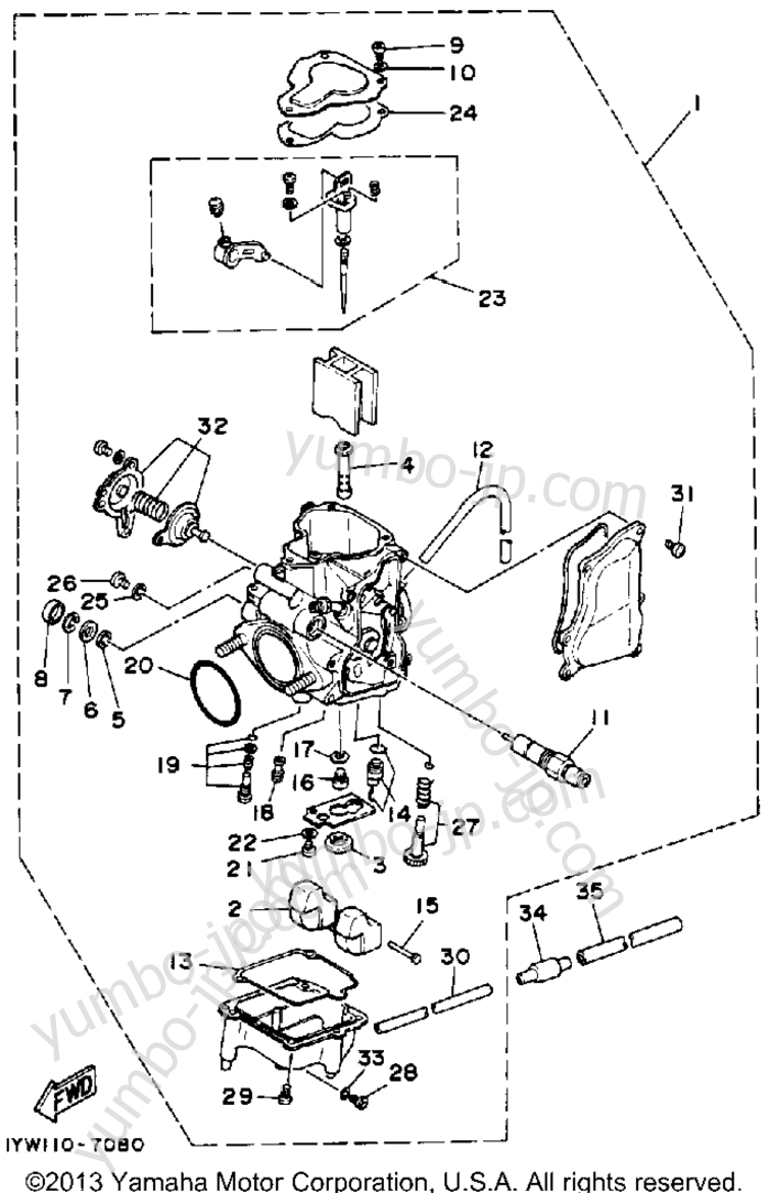 Карбюратор для квадроциклов YAMAHA MOTO-4 (YFM350ERT) 1987 г.
