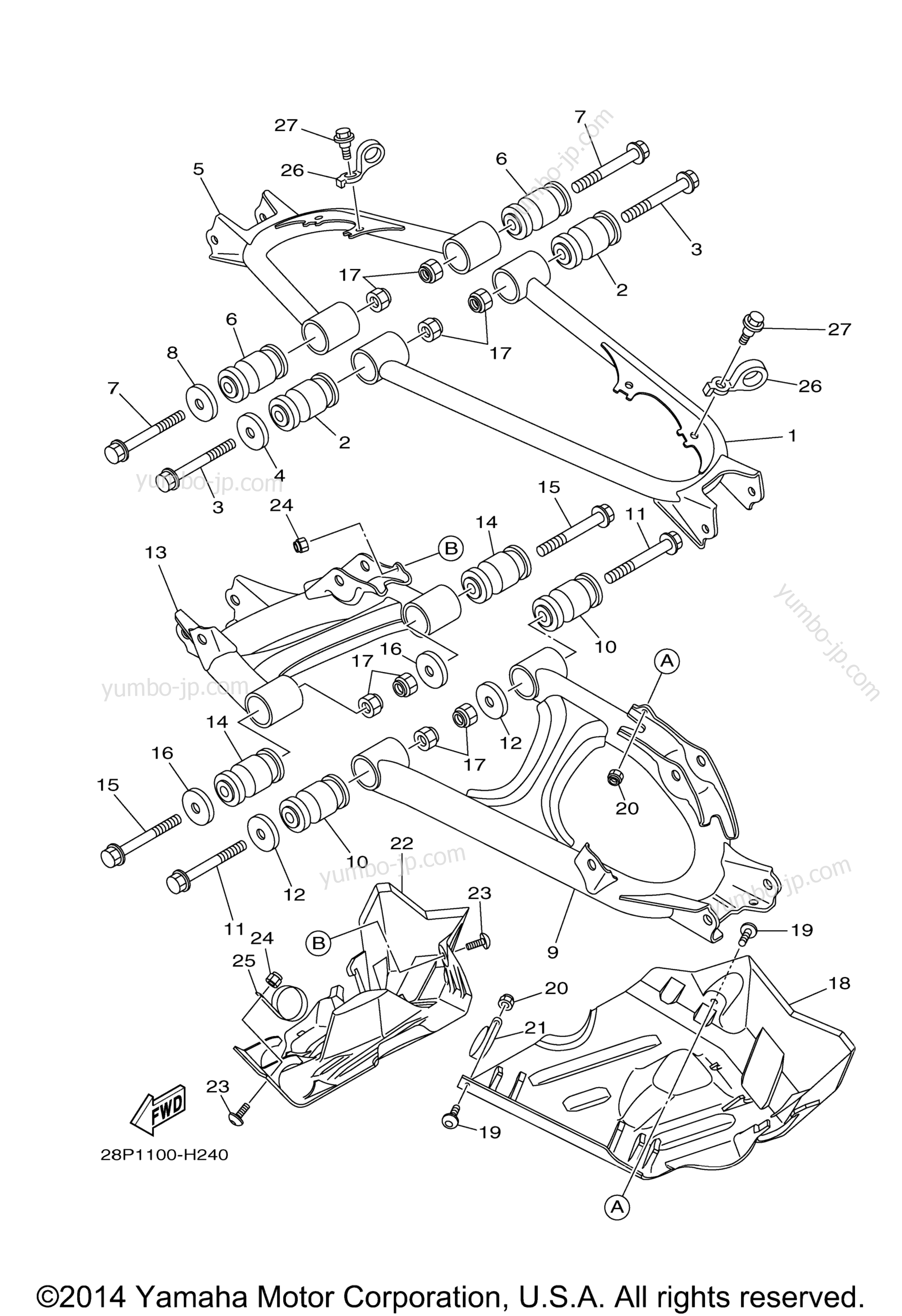 REAR ARM для квадроциклов YAMAHA GRIZZLY 700 FI EPS 4WD HUNTER (YFM7FGPHY) 2009 г.