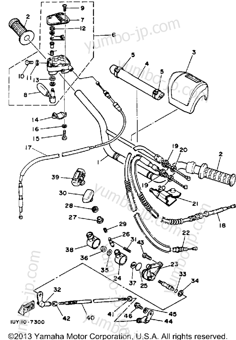 Handlebar Cable для квадроциклов YAMAHA WARRIOR (YFM350XT) 1987 г.