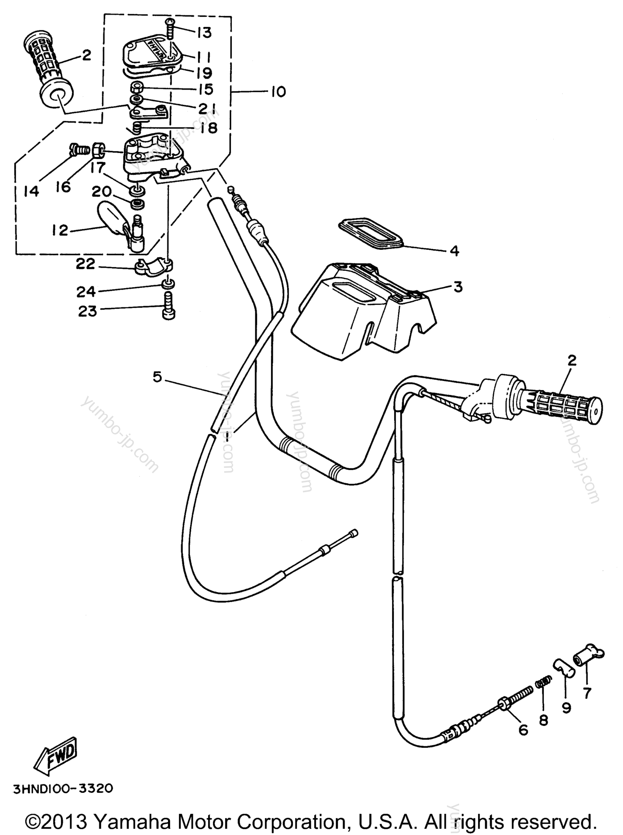 Steering Handle Cable для квадроциклов YAMAHA BIG BEAR 4WD (YFM350FWH_) 1996 г.