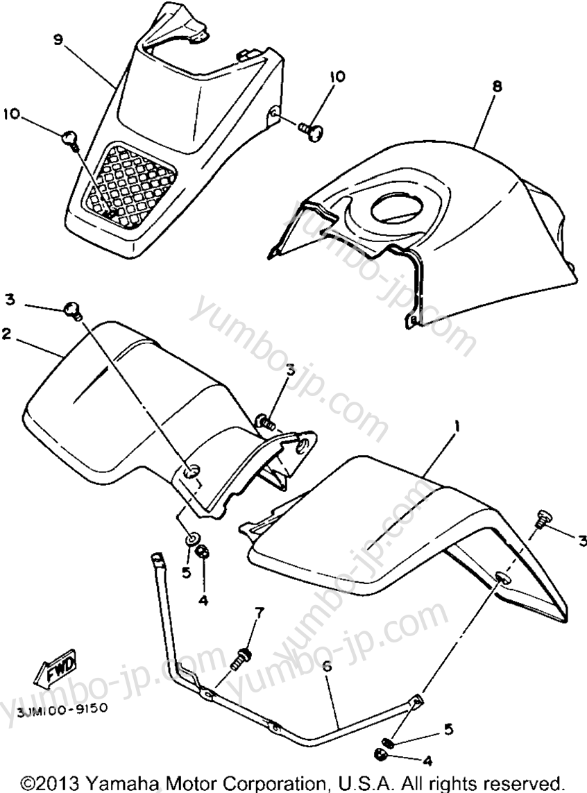 YUMBO | каталог запчастей для квадроцикла YAMAHA BLASTER (YFS200D) 1992 г.  FRONT FENDER