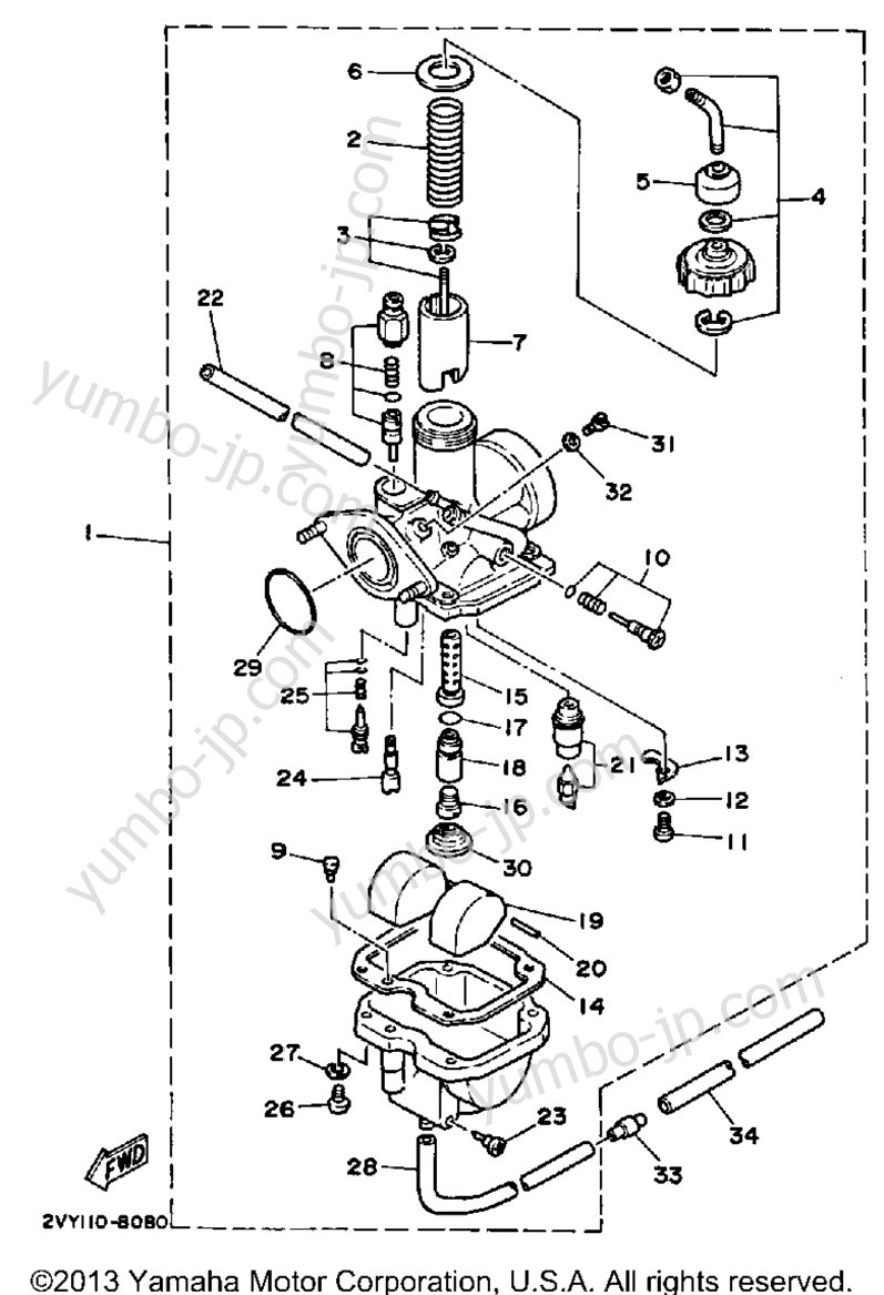 Карбюратор для квадроциклов YAMAHA PRO-4 PRO HAULER W-TURF TIRES (YFU1TW) 1989 г.