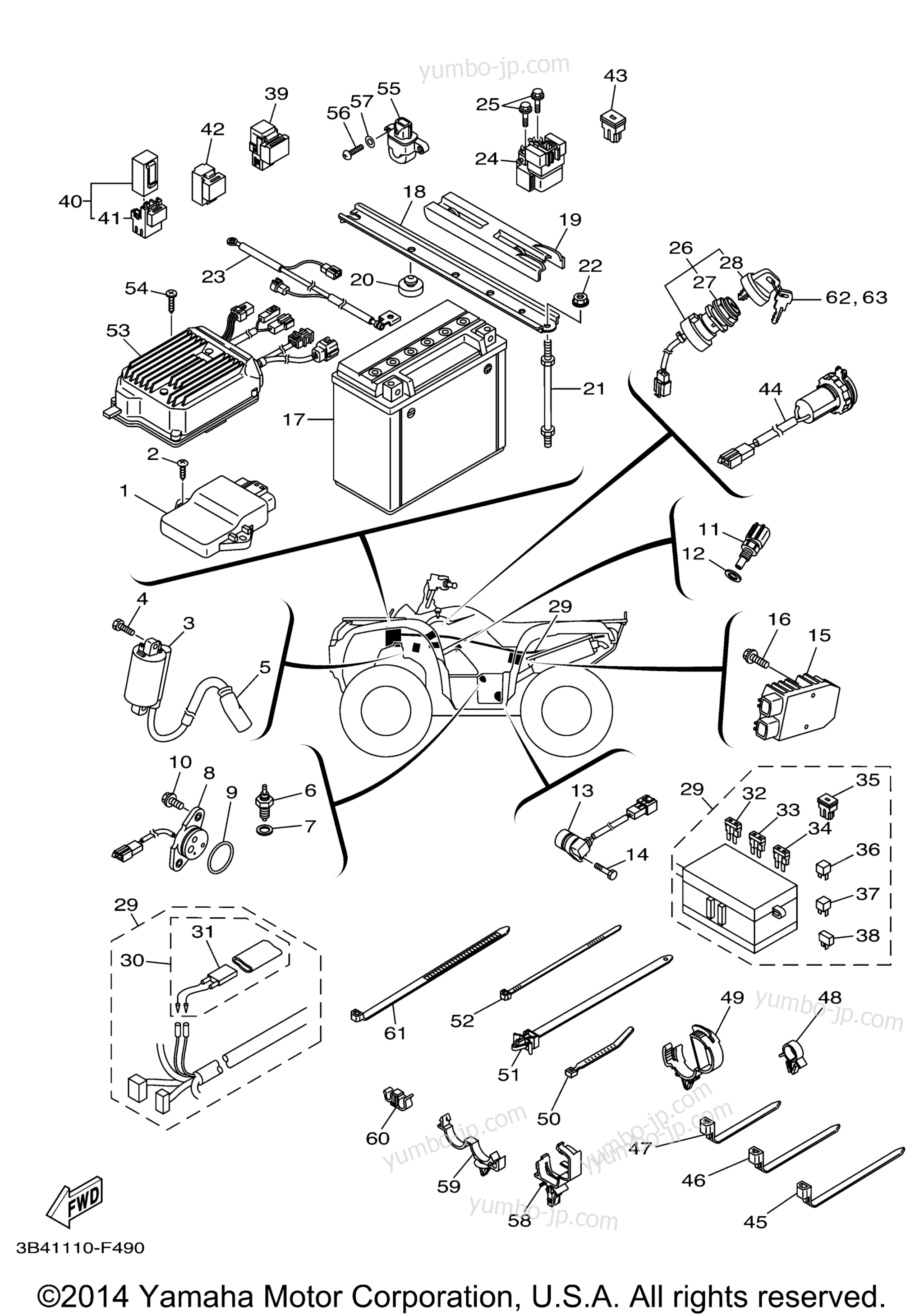 Electrical 1 for ATVs YAMAHA GRIZZLY 700 OUTDOORSMAN EDITION (YFM7FGPOHW) 2007 year