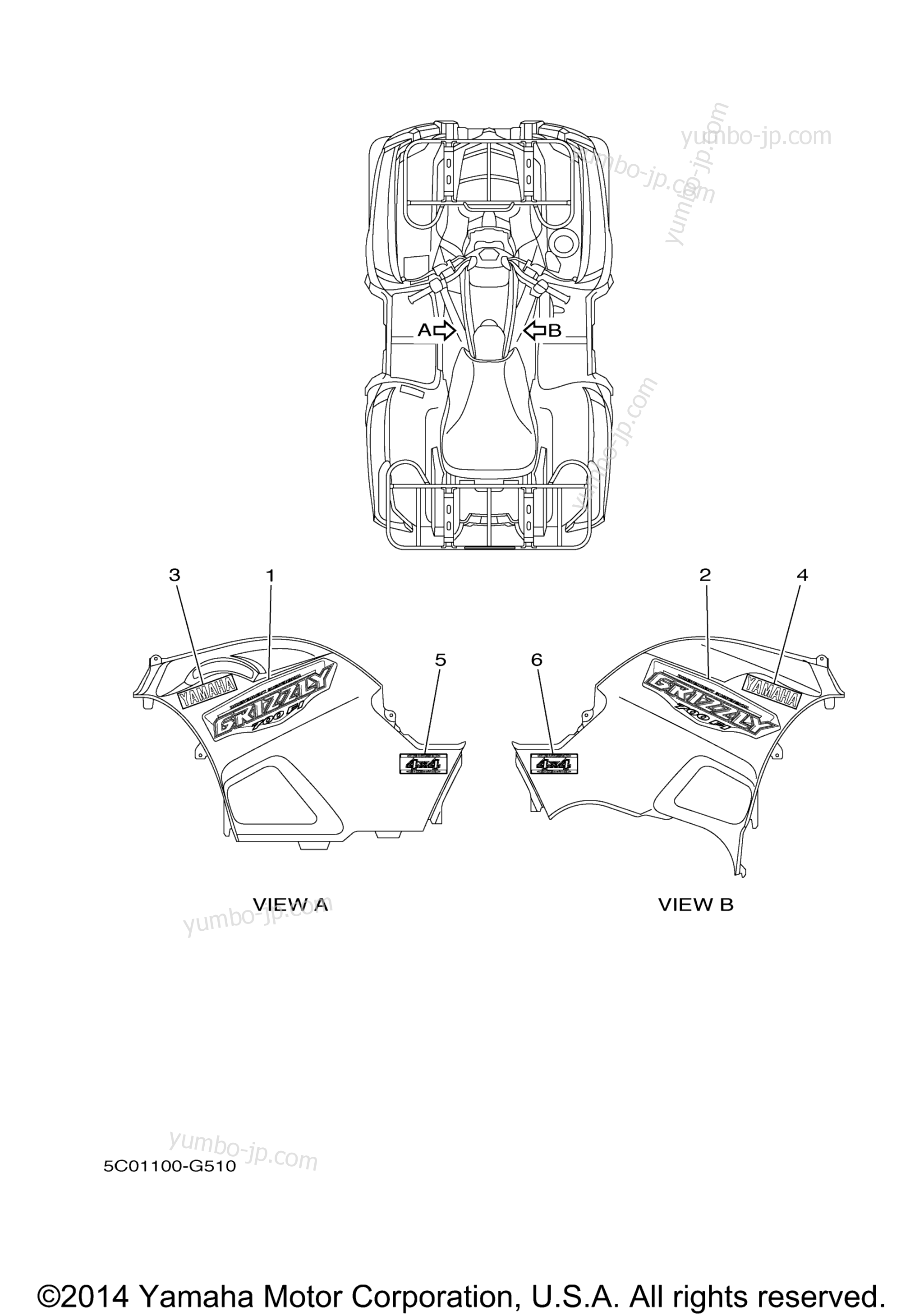 Graphics for ATVs YAMAHA GRIZZLY 700 FI 4WD (YFM7FGYB) 2009 year