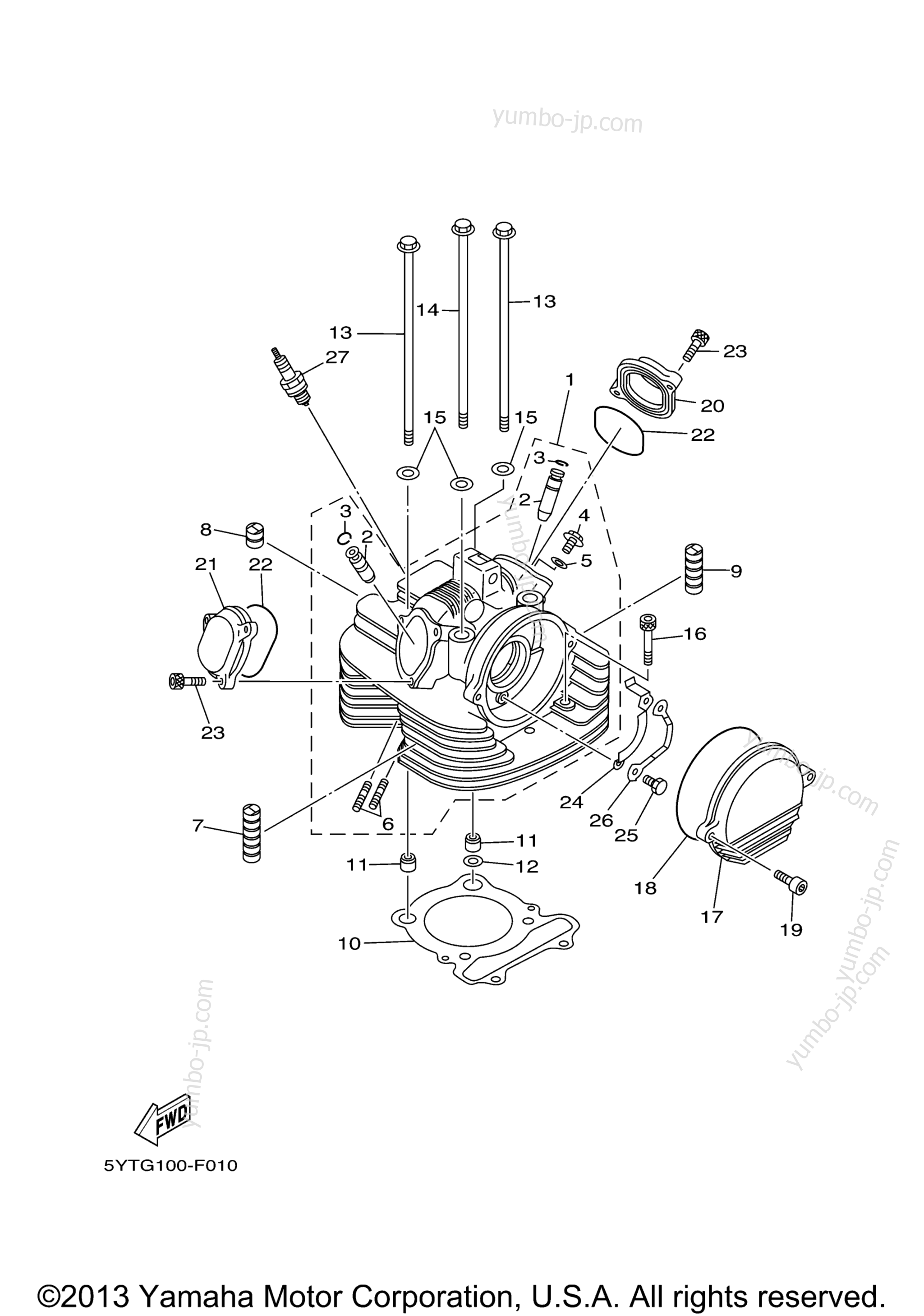 CYLINDER HEAD for ATVs YAMAHA RAPTOR 350 (YFM35RW) 2007 year