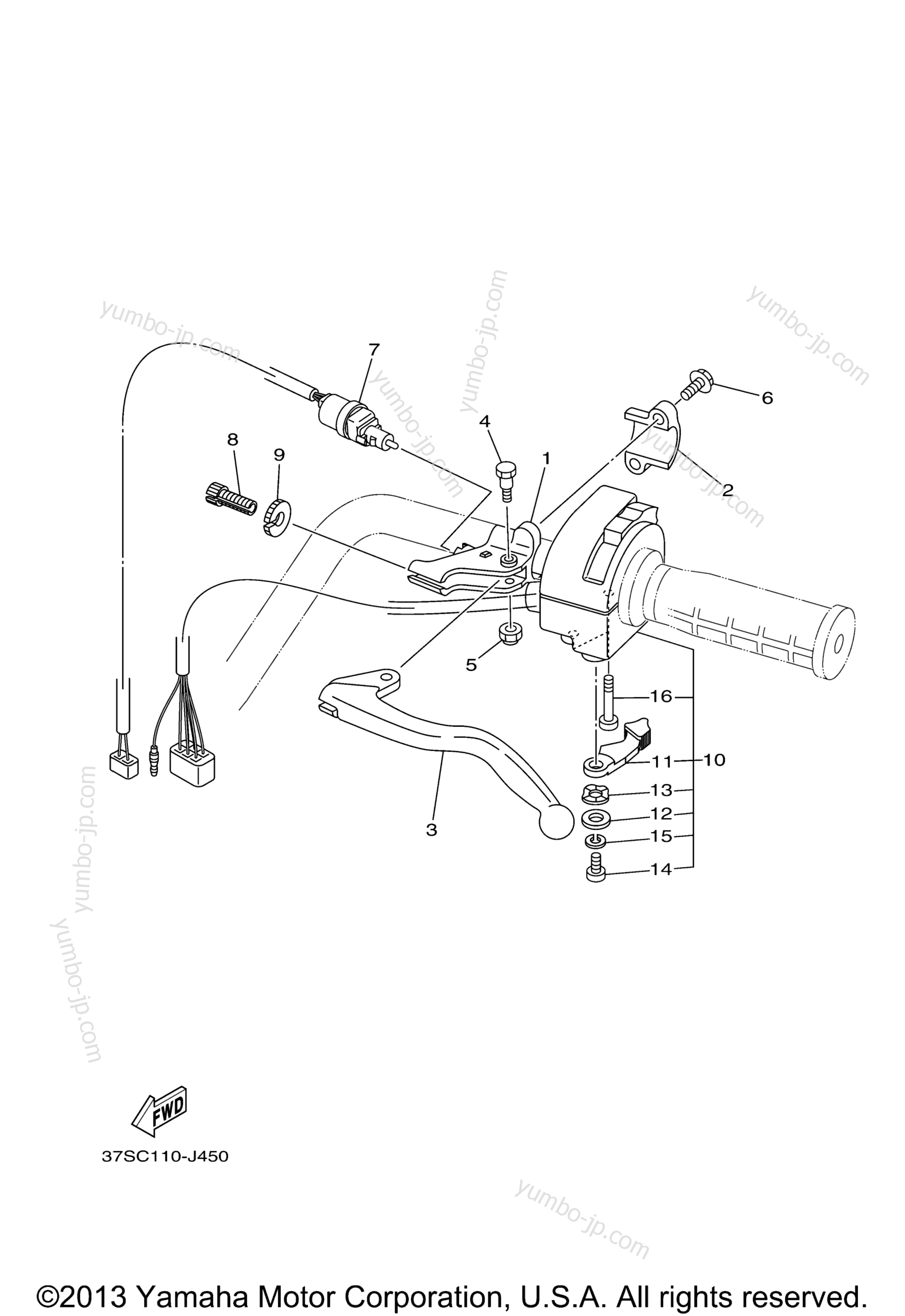 Handle Switch Lever для квадроциклов YAMAHA GRIZZLY 450 EPS HUNTING (YFM450PHEH) 2014 г.