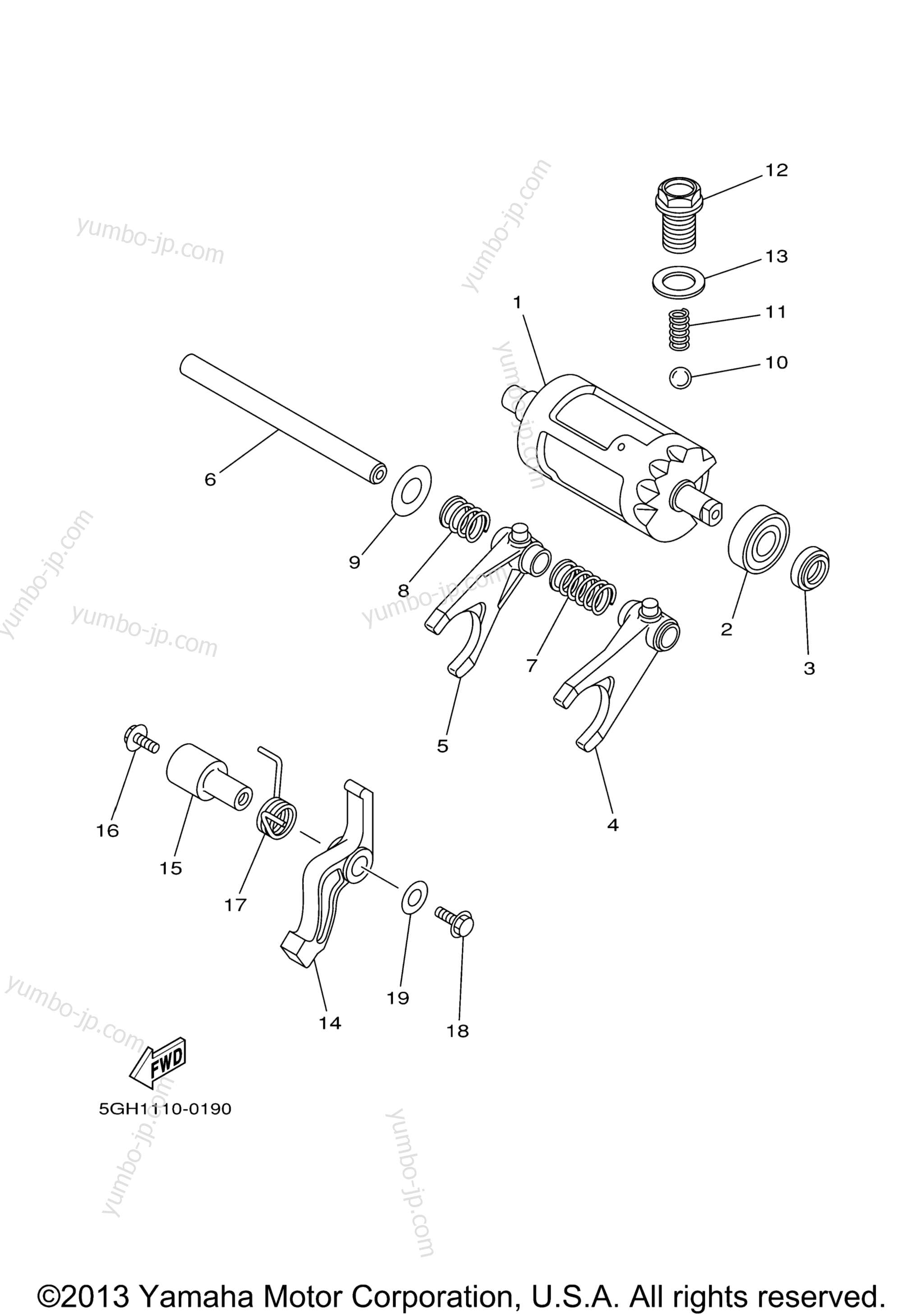 Shift Cam Fork for ATVs YAMAHA GRIZZLY 450 EPS 4WD (YFM45FGPBG) 2012 year