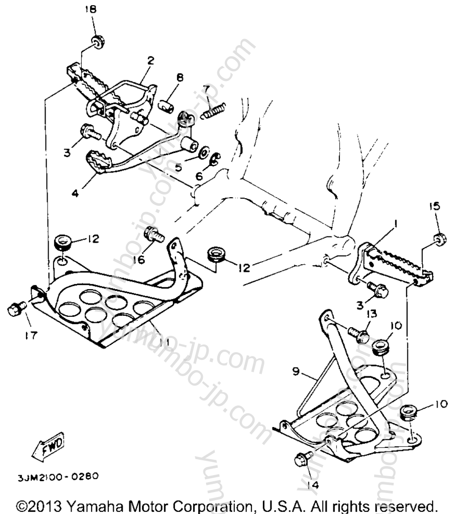 Stand Footrest for ATVs YAMAHA BLASTER (YFS200E_MN) 1993 year