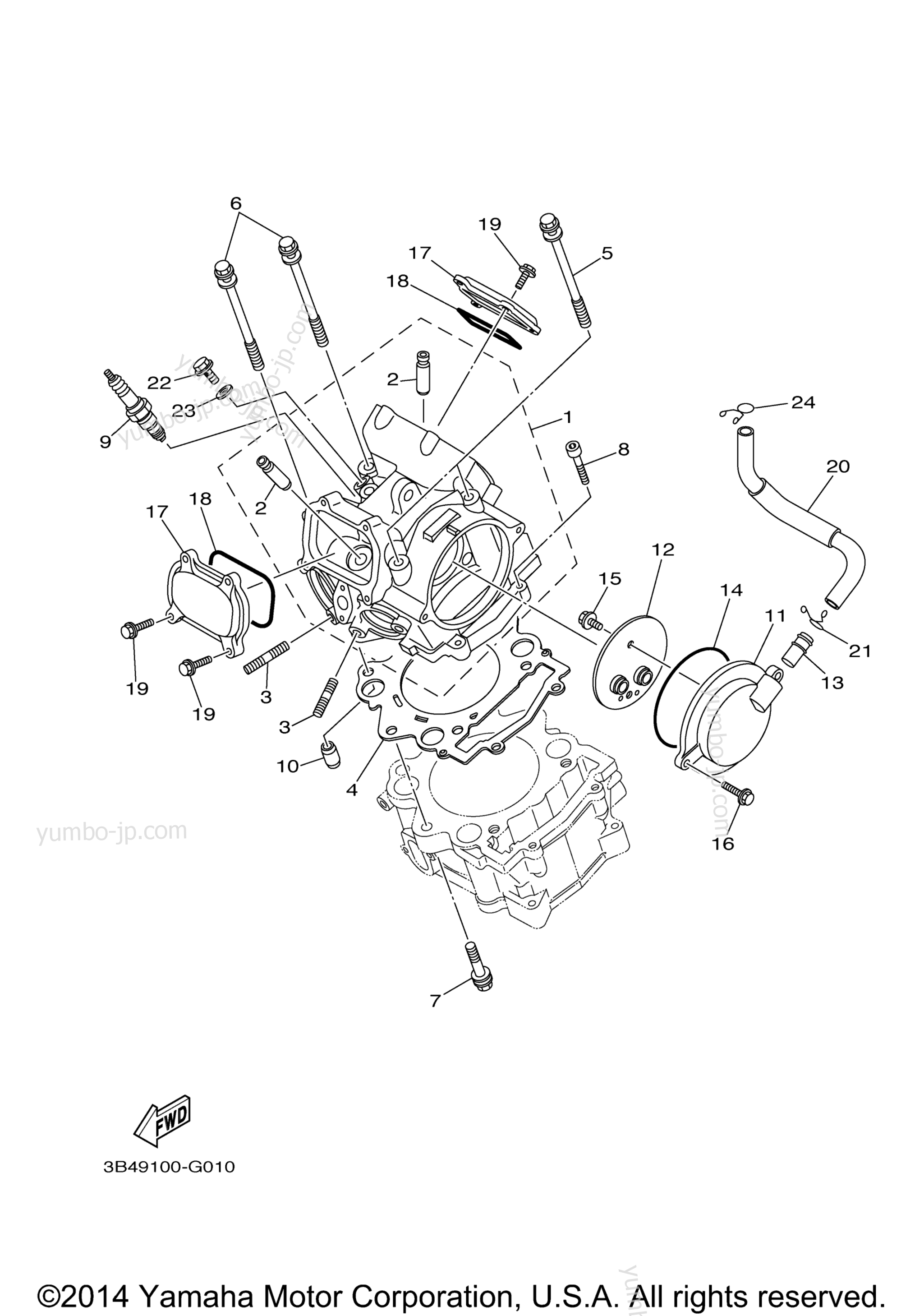 CYLINDER HEAD for ATVs YAMAHA GRIZZLY 700 HUNTER (YFM7FGHA) 2011 year