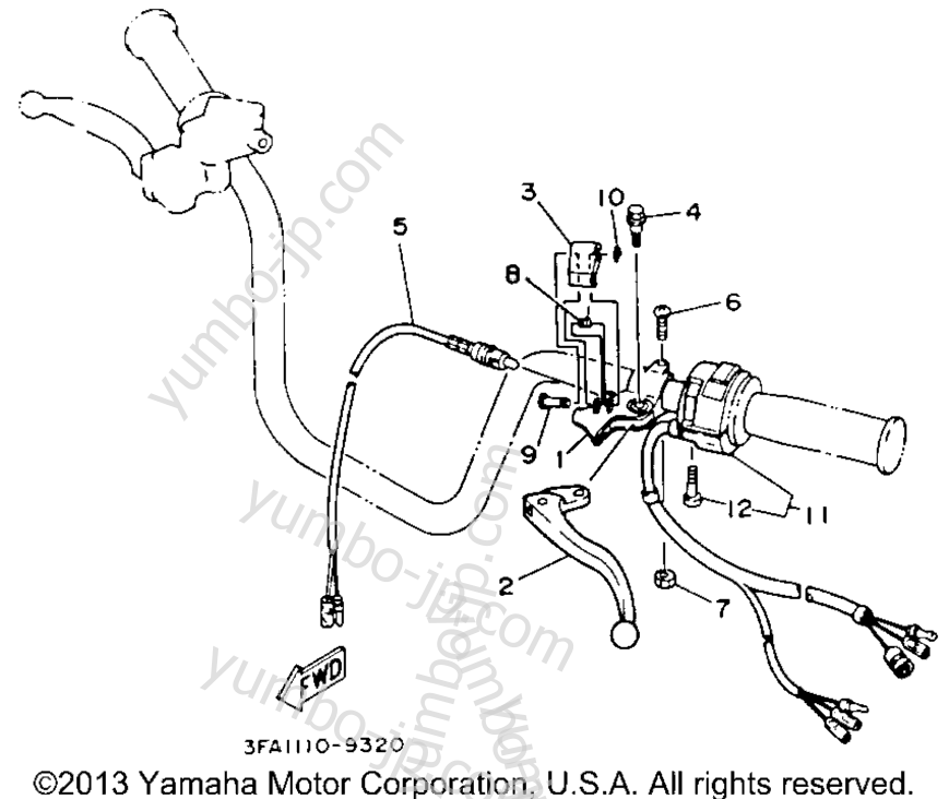 Handle Switch - Lever for ATVs YAMAHA CHAMP (YFM100A) 1990 year