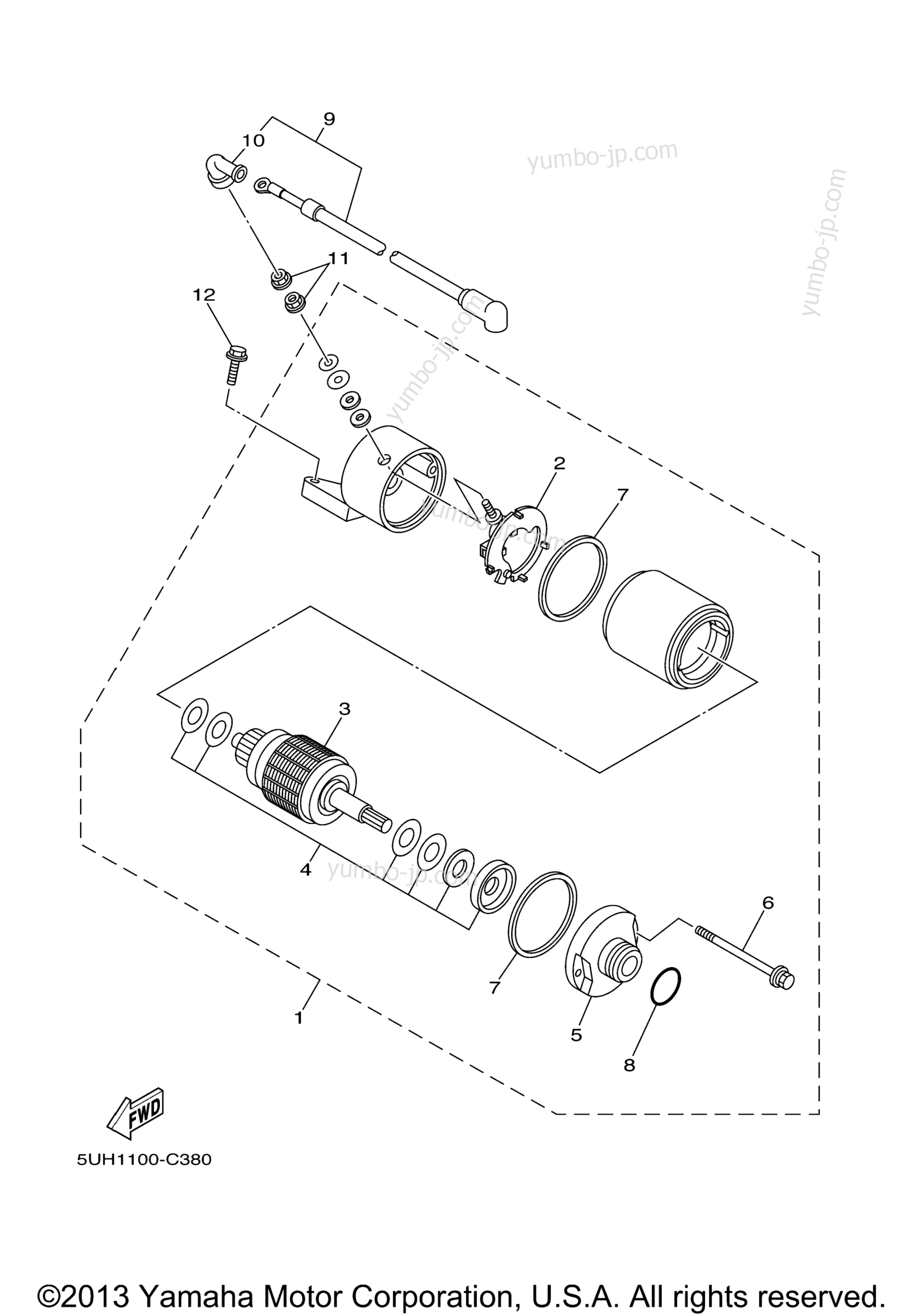 STARTING MOTOR for ATVs YAMAHA BRUIN 350 4WD HUNTER (YFM35FAHV) 2006 year