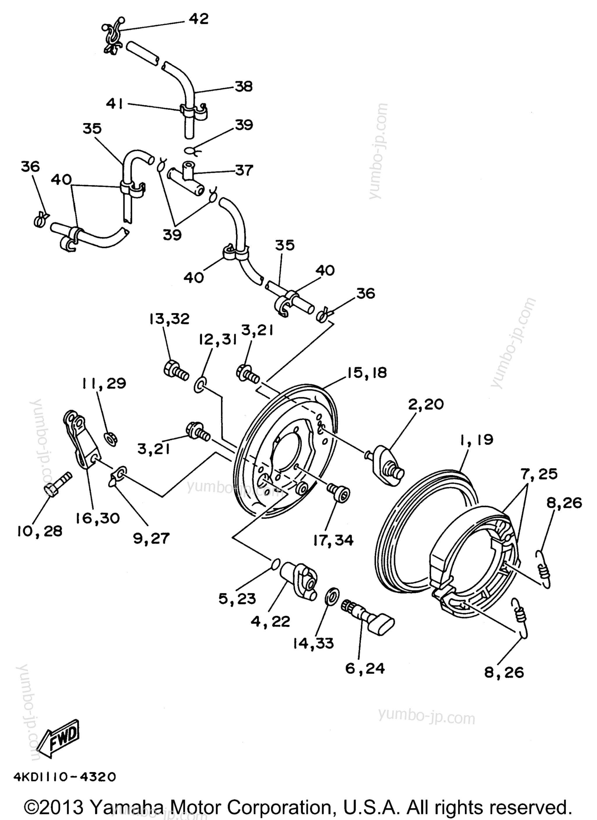 FRONT BRAKE for ATVs YAMAHA TIMBERWOLF 2WD (YFB250FWH) 1996 year