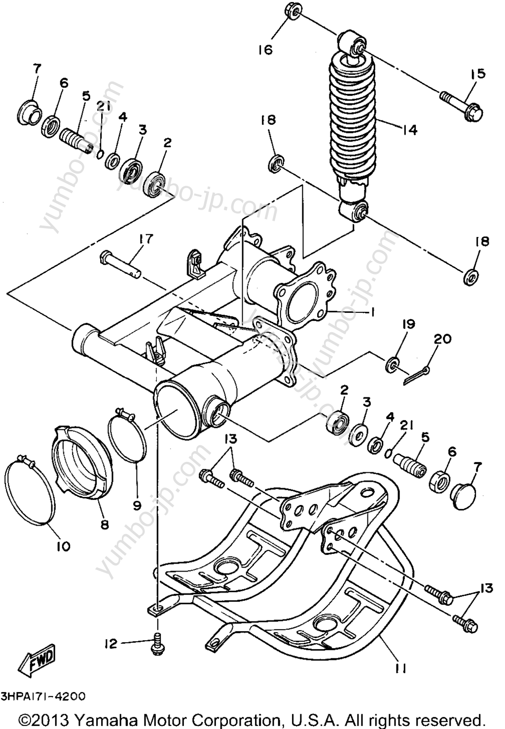 Rear Arm - Suspension для квадроциклов YAMAHA MOTO-4 (YFM350ERF) 1994 г.