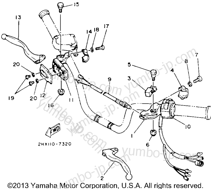 Handle Switch - Lever for ATVs YAMAHA CHAMP (YFM100T) 1987 year