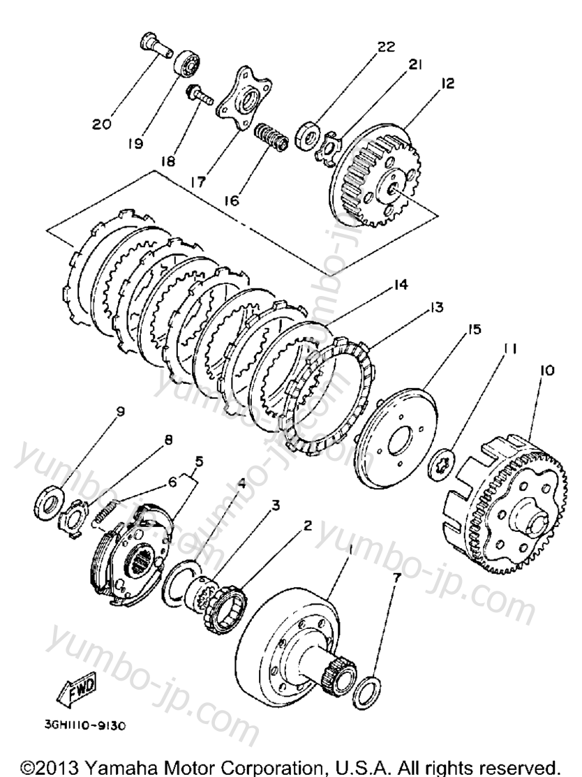 Устройство сцепления для квадроциклов YAMAHA PRO-4 PRO HAULER W-TURF TIRES (YFU1TW) 1989 г.