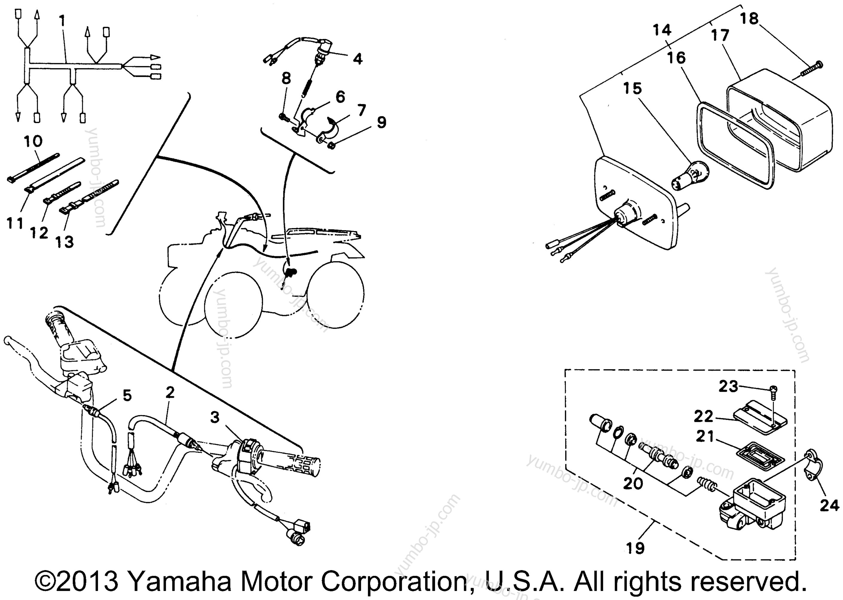 Taillight Kit Maine & New Hampshire для квадроциклов YAMAHA KODIAK 4WD (YFM400FWG_) 1995 г.
