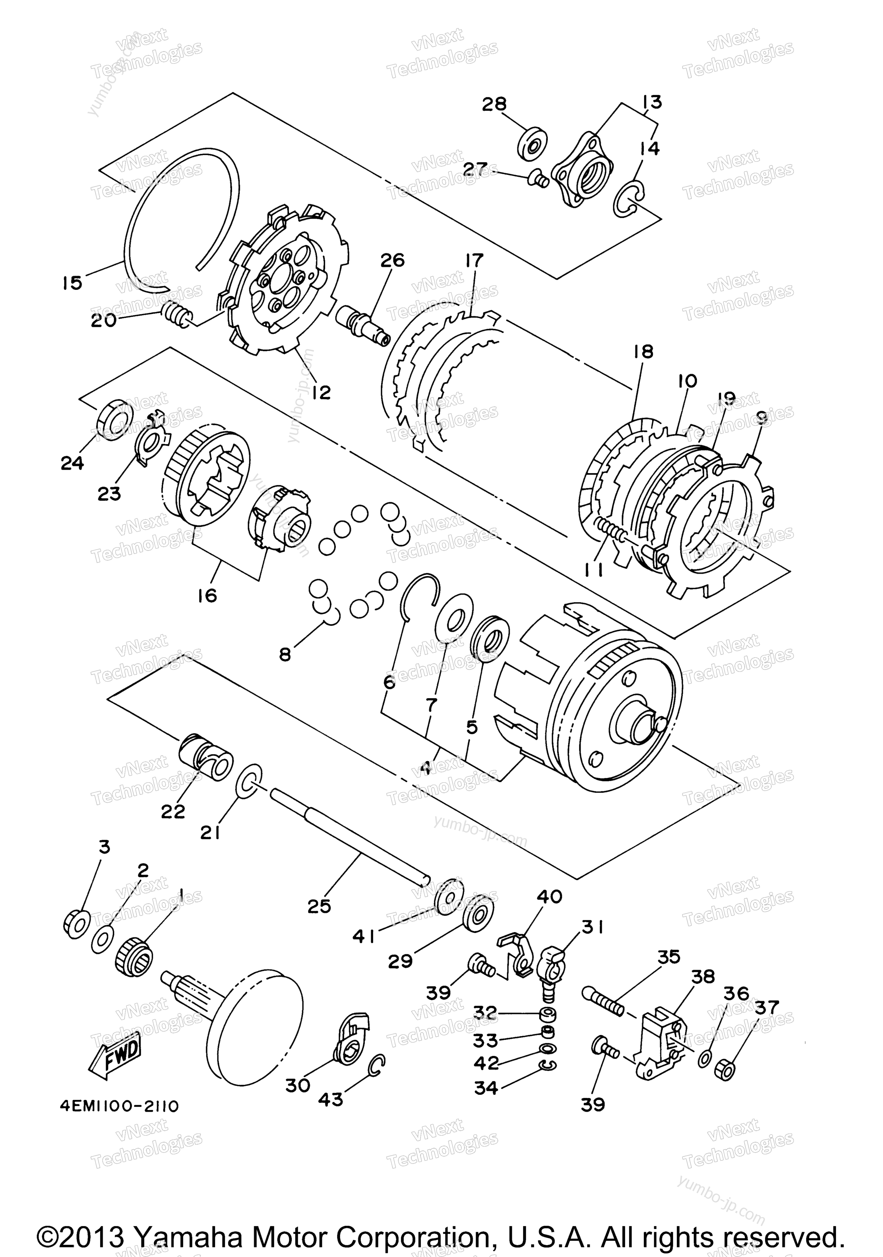 CLUTCH for ATVs YAMAHA BADGER (YFM80MC) CA 2000 year