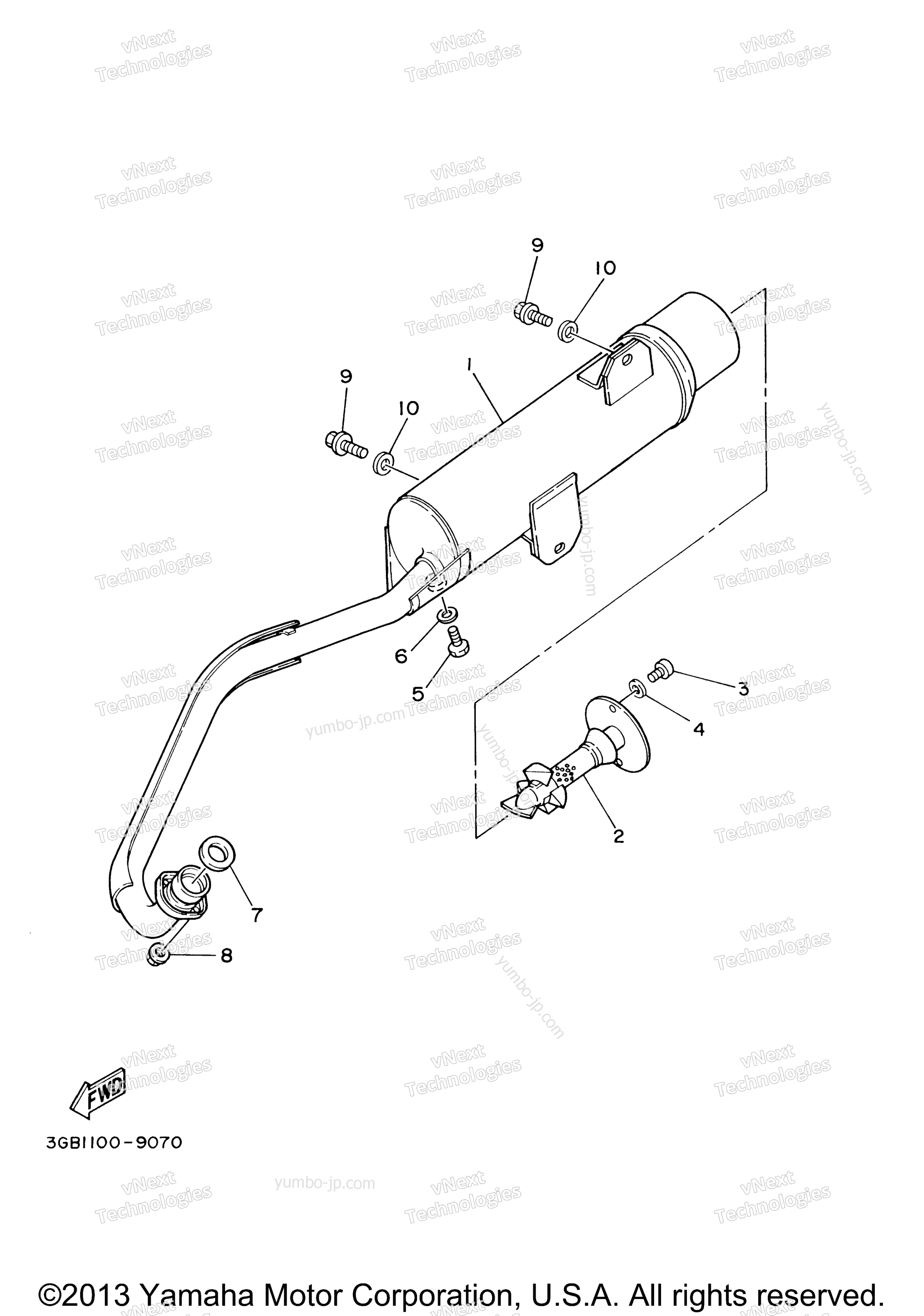 Exhaust for ATVs YAMAHA BADGER (YFM80M) 2000 year