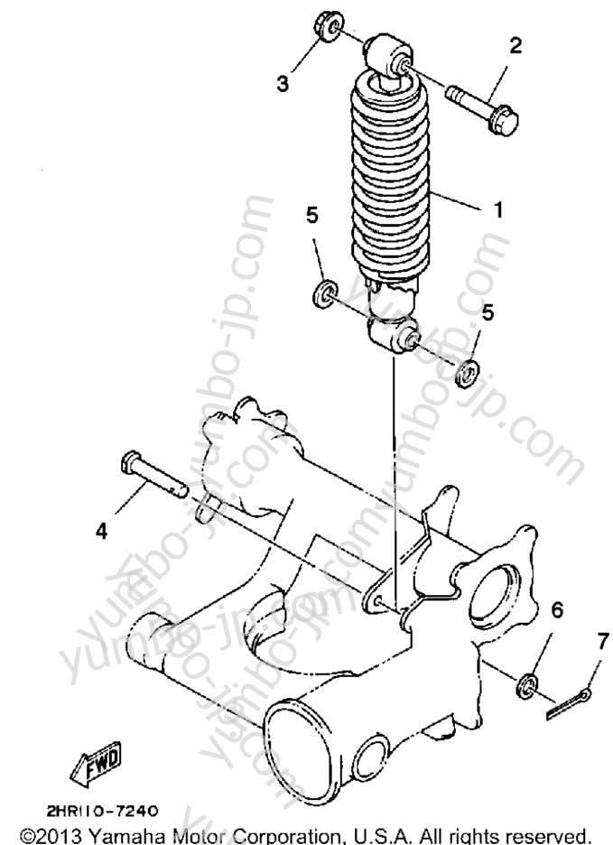 Rear Shocks для квадроциклов YAMAHA BIG BEAR 4WD (YFM350FWU) 1988 г.