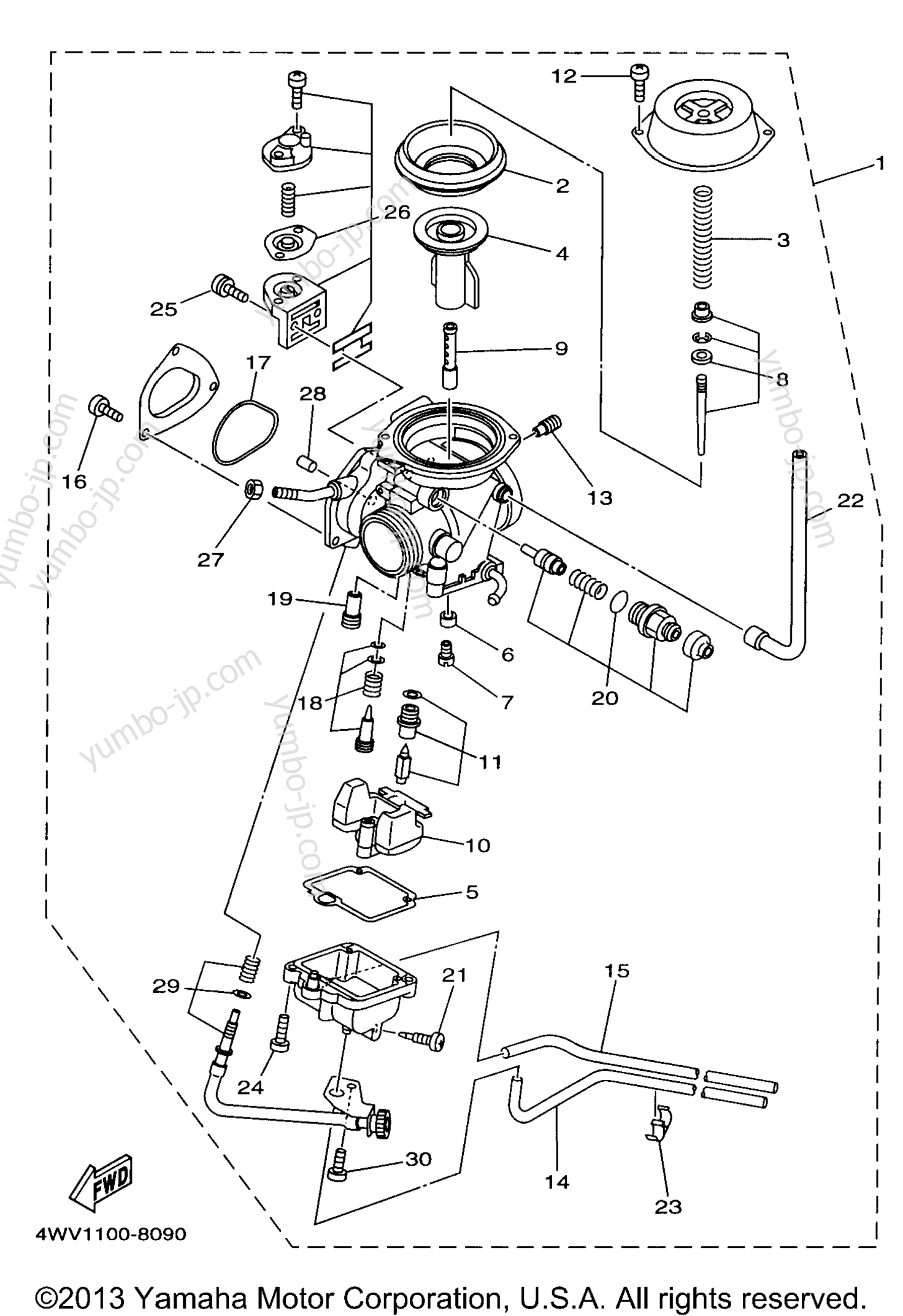 CARBURETOR for ATVs YAMAHA GRIZZLY (YFM600FWAK) 1998 year