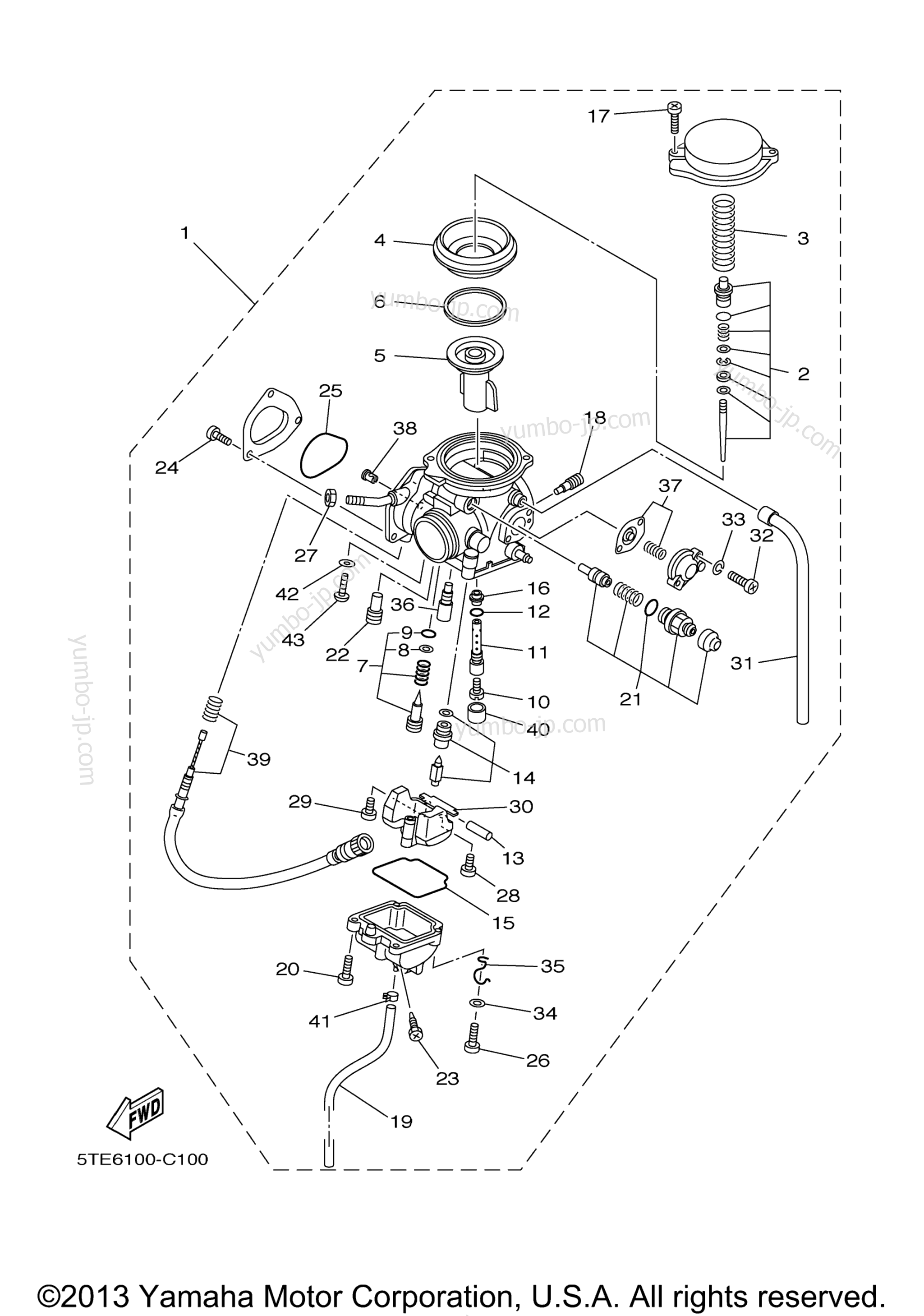 CARBURETOR for ATVs YAMAHA WOLVERINE 450 4X4 SPORT (YFM45FXW) 2007 year