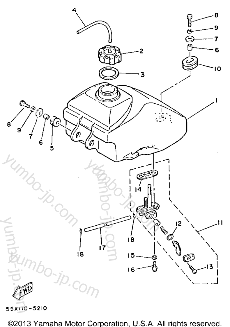 Fule Tank for ATVs YAMAHA BADGER (YFM80N) 1985 year