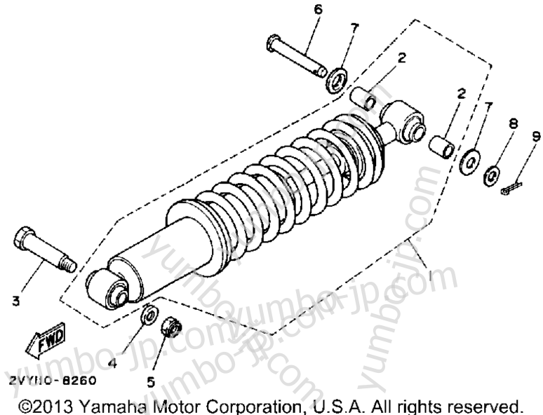 Rear Shocks для квадроциклов YAMAHA MOTO-4 (YFM200DXW) 1989 г.