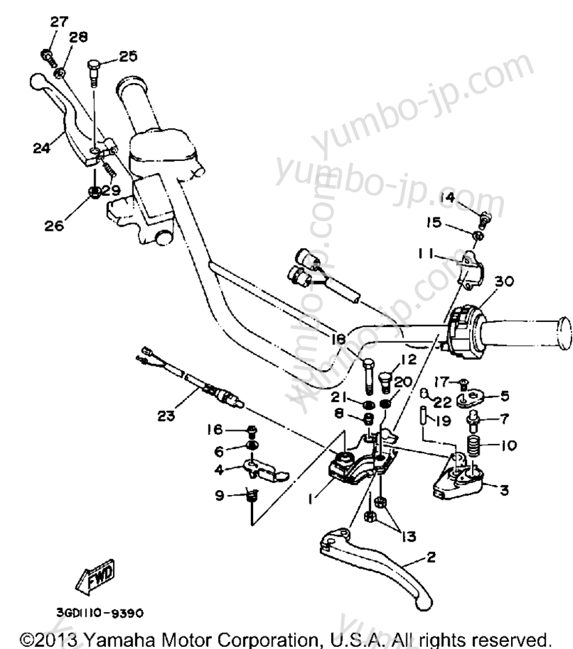 Handle Switch Lever для квадроциклов YAMAHA WARRIOR (YFM350XW) 1989 г.