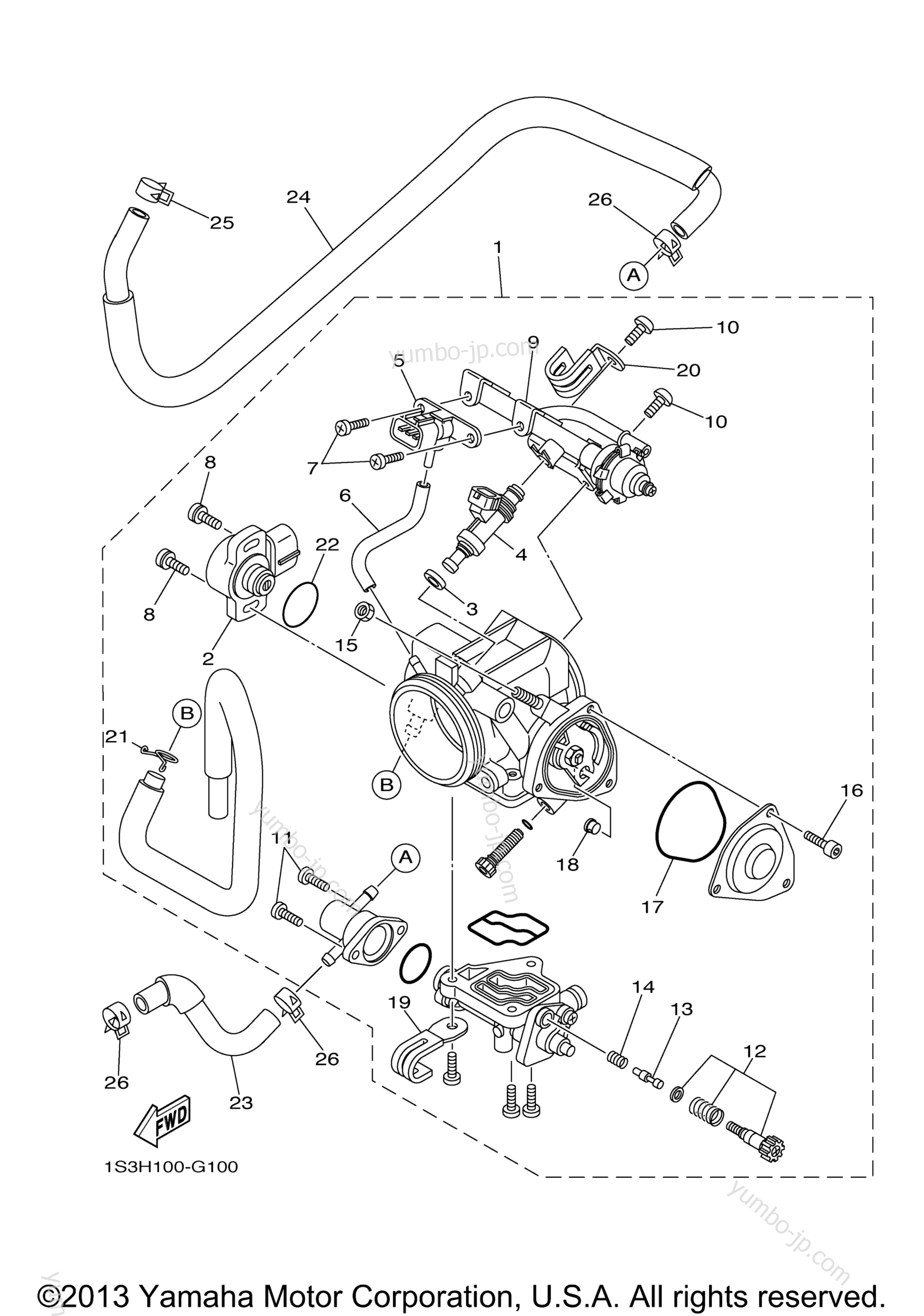 Throttle Body Assy 1 for ATVs YAMAHA RAPTOR 700 SPECIAL EDITION (YFM70RSEY) 2009 year