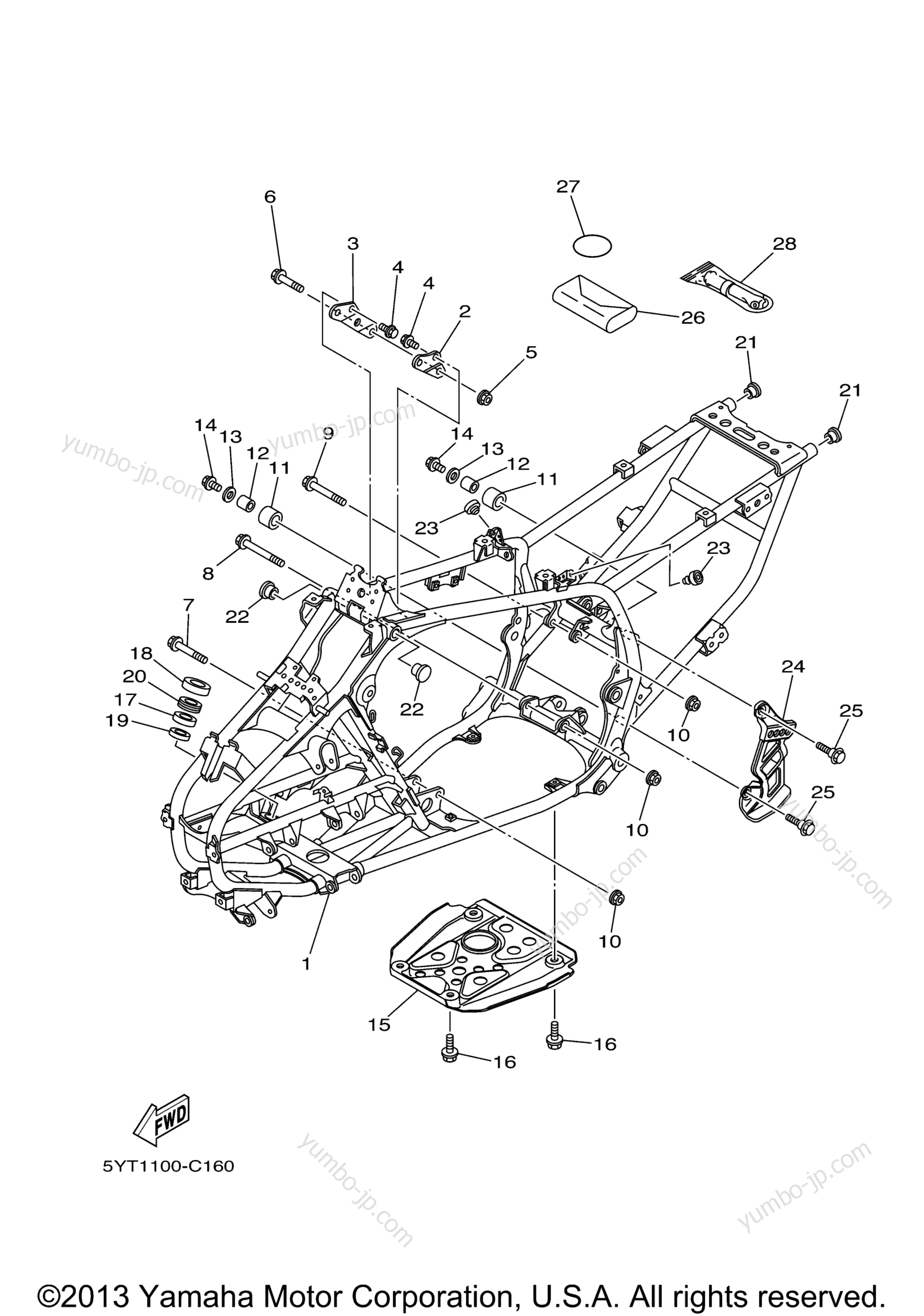 FRAME for ATVs YAMAHA RAPTOR 350 (YFM35RW) 2007 year