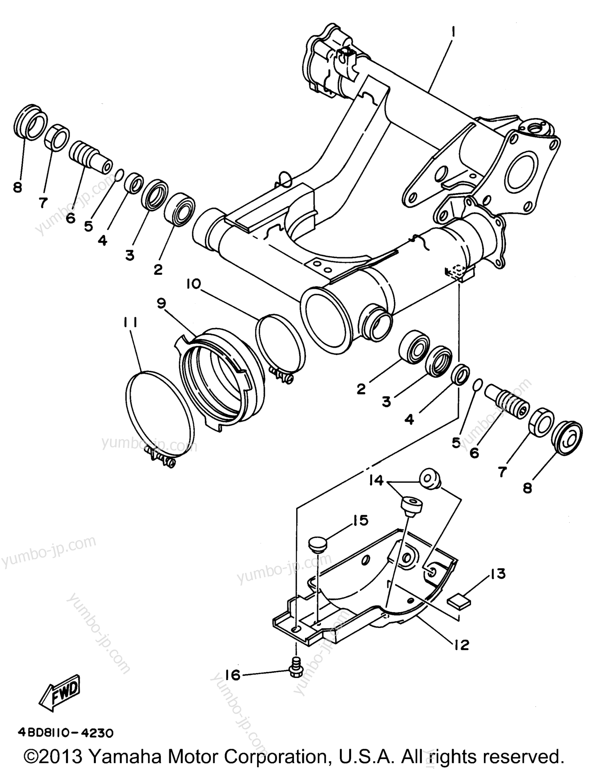 REAR ARM для квадроциклов YAMAHA TIMBERWOLF 4WD (YFB250FWG_MNH) 1995 г.