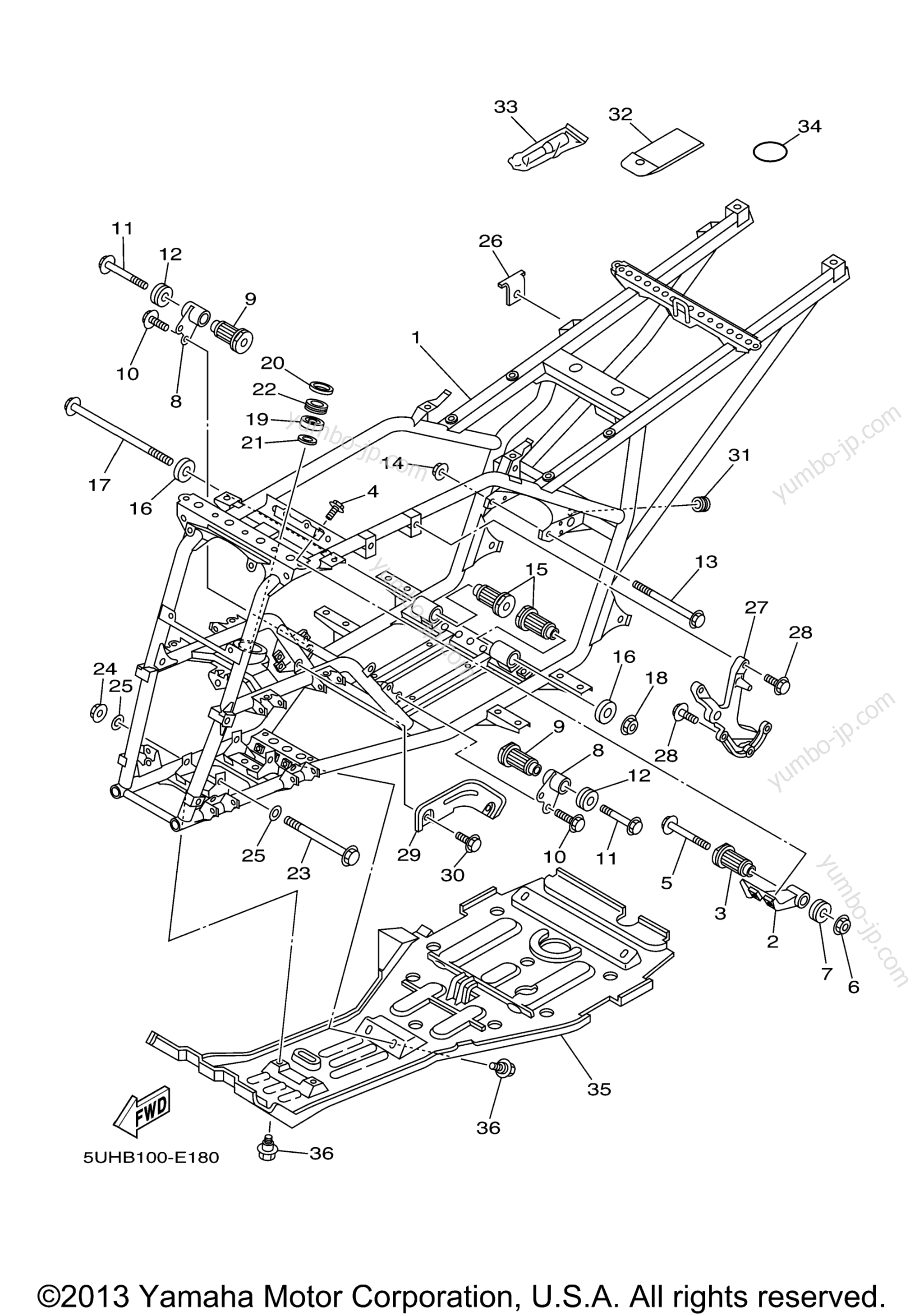 FRAME для квадроциклов YAMAHA BRUIN 350 4WD (YFM35FAV) 2006 г.