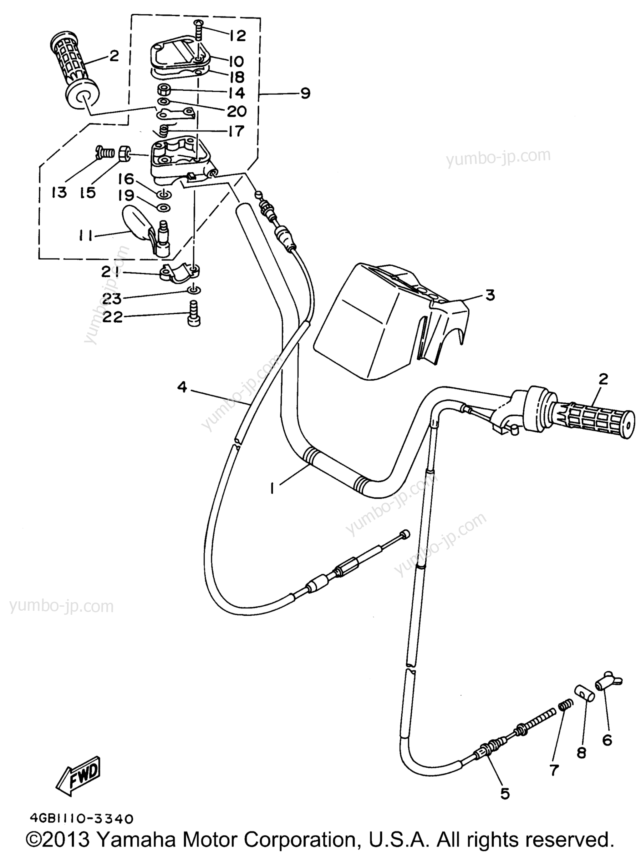Steering Handle Cable для квадроциклов YAMAHA KODIAK 4WD (YFM400FWG_) 1995 г.