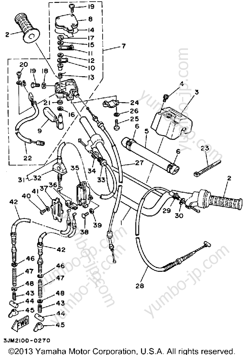 Handlebar Cable для квадроциклов YAMAHA BLASTER (YFS200B) 1991 г.