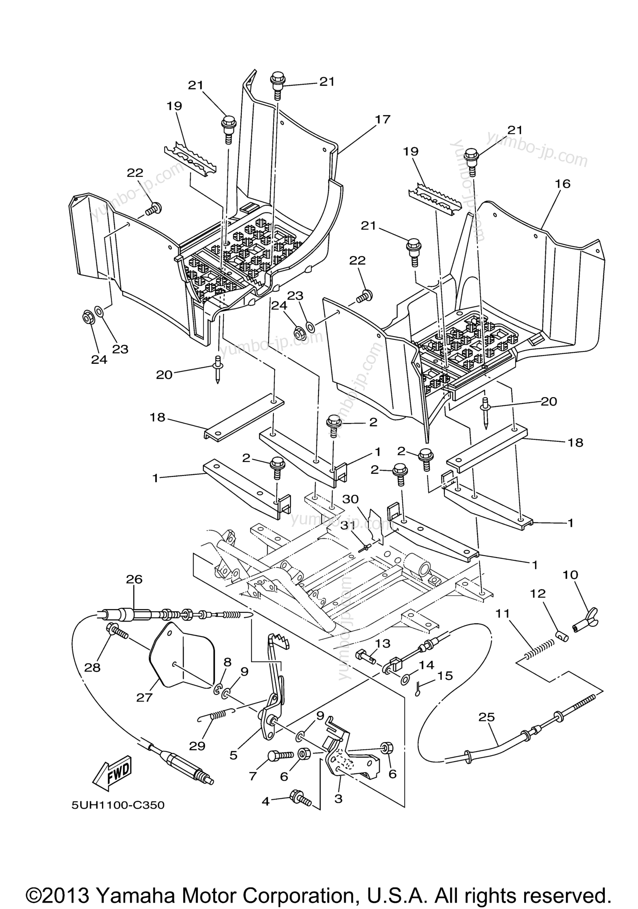 Stand Footrest for ATVs YAMAHA BRUIN 350 4WD HUNTER (YFM35FAHV) 2006 year